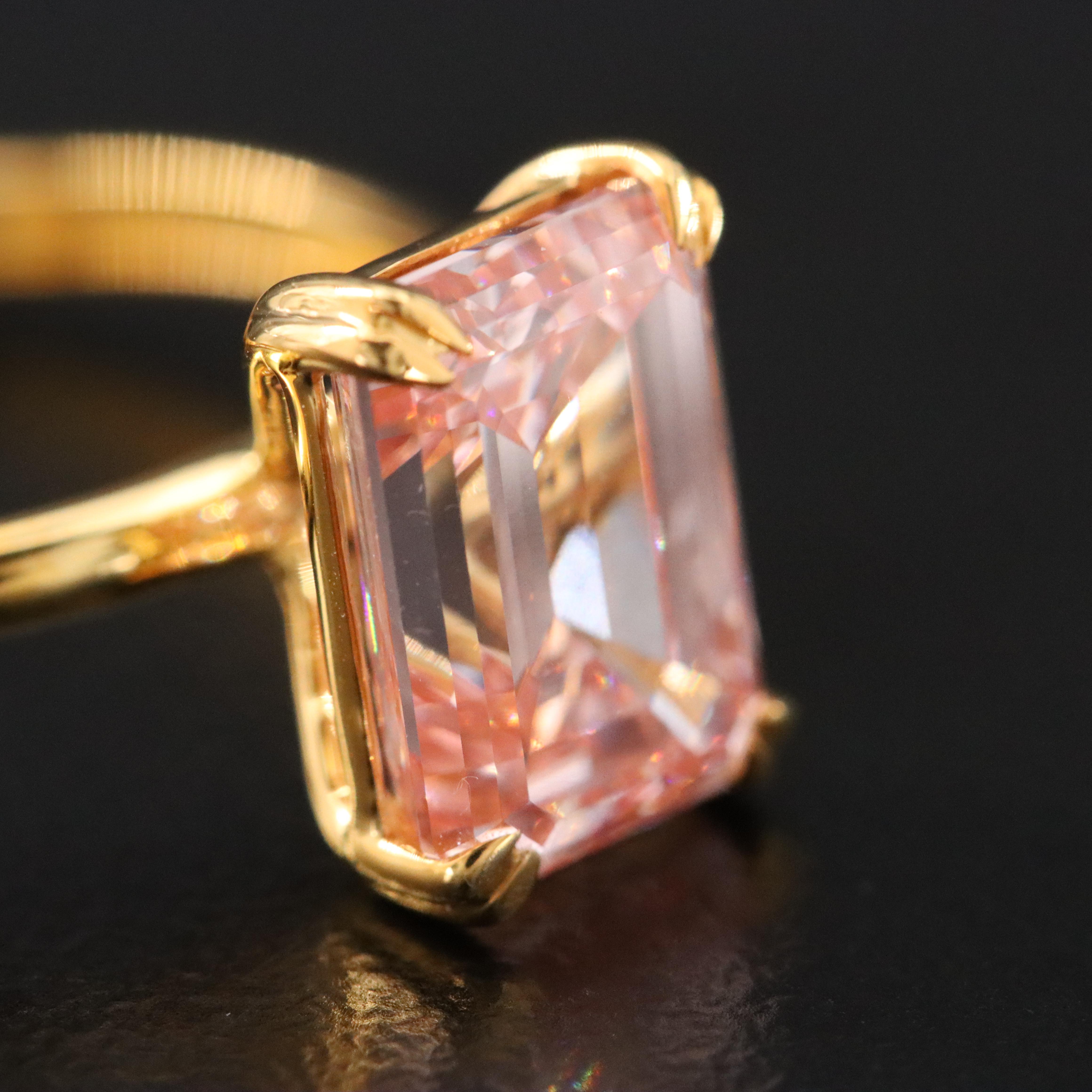 18K 3.06 CT Lab Grown Fancy Pink Diamond Solitaire Ring with IGI Report