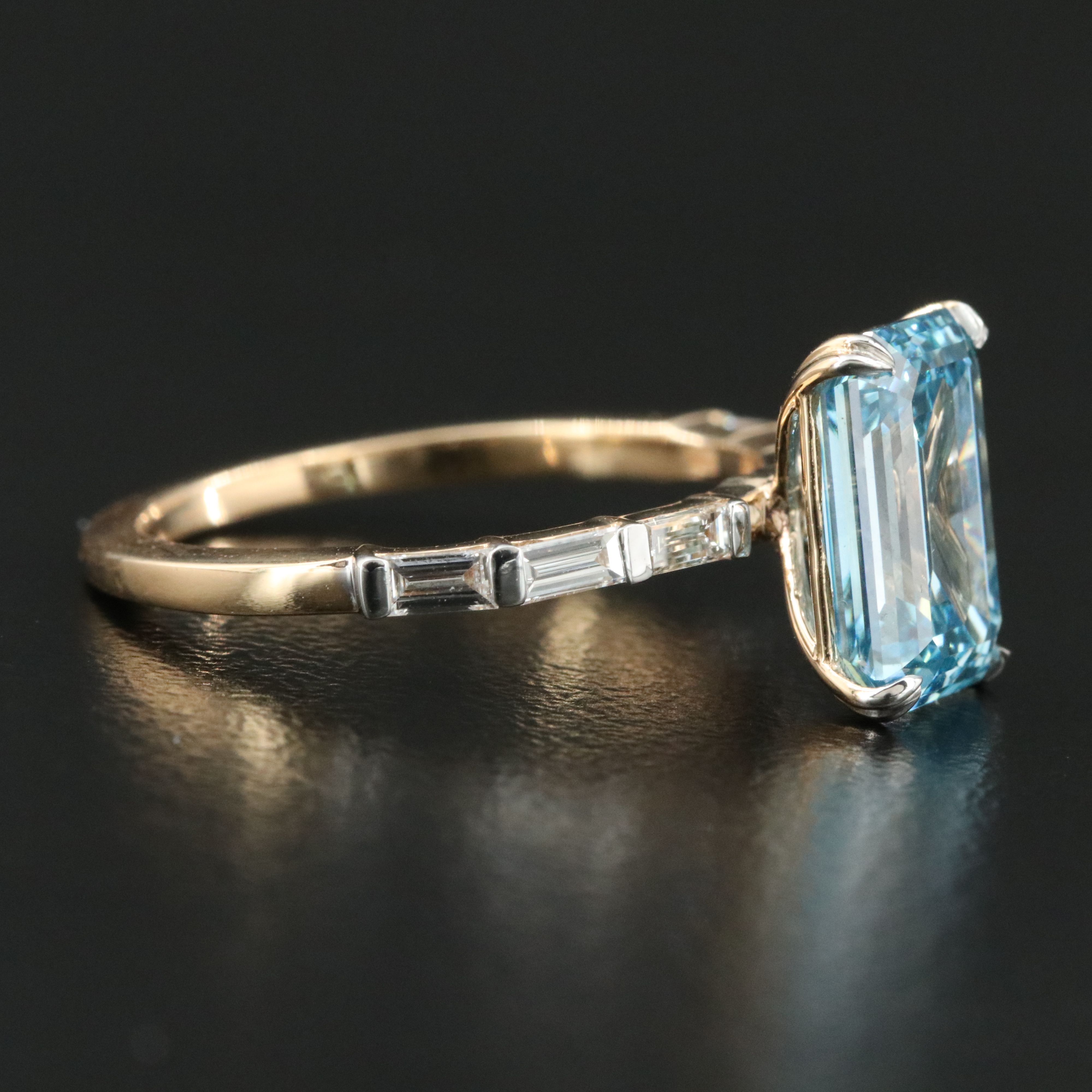 14K 3.36 CTW Diamond Ring with Fancy Blue Center and IGI Report