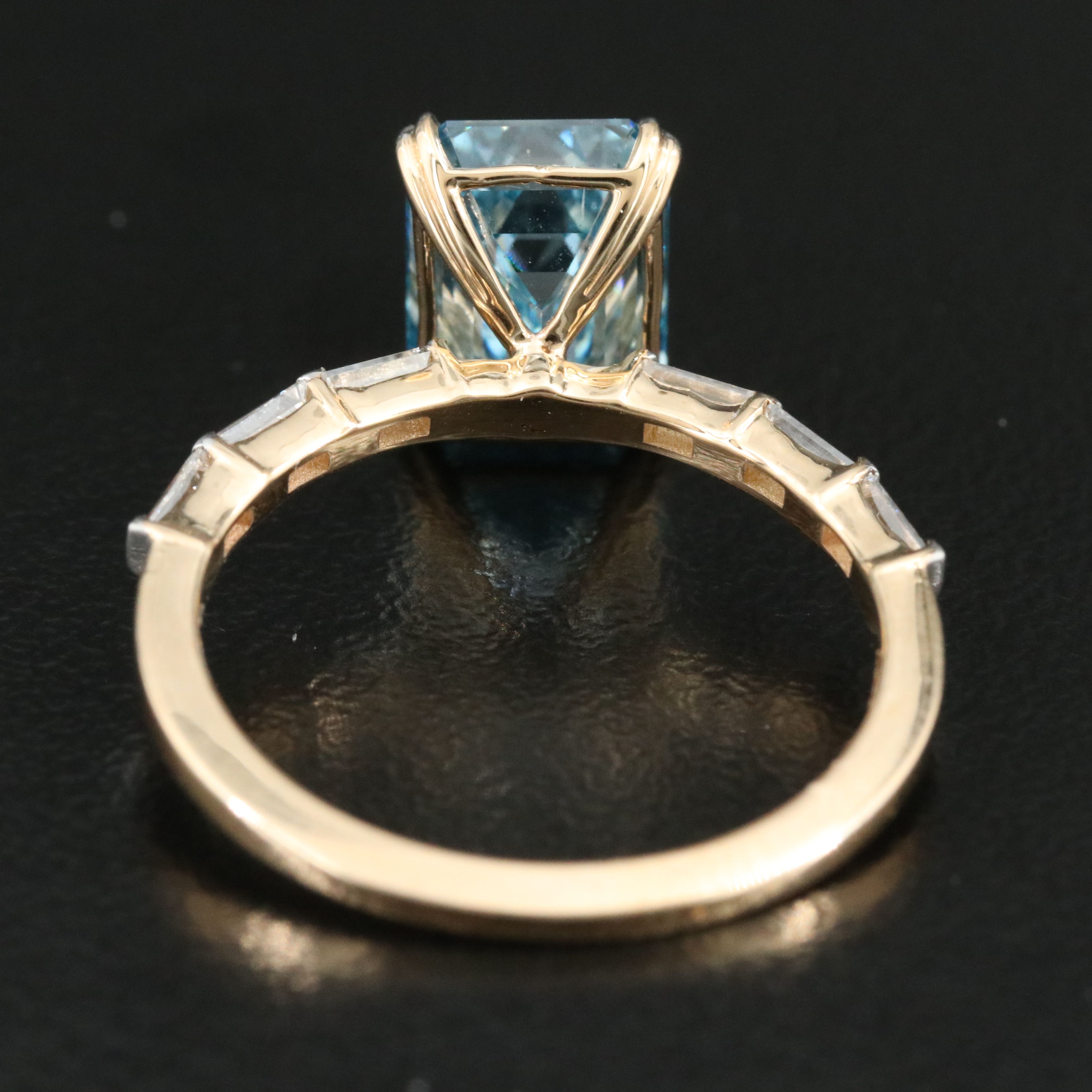 14K 3.36 CTW Diamond Ring with Fancy Blue Center and IGI Report