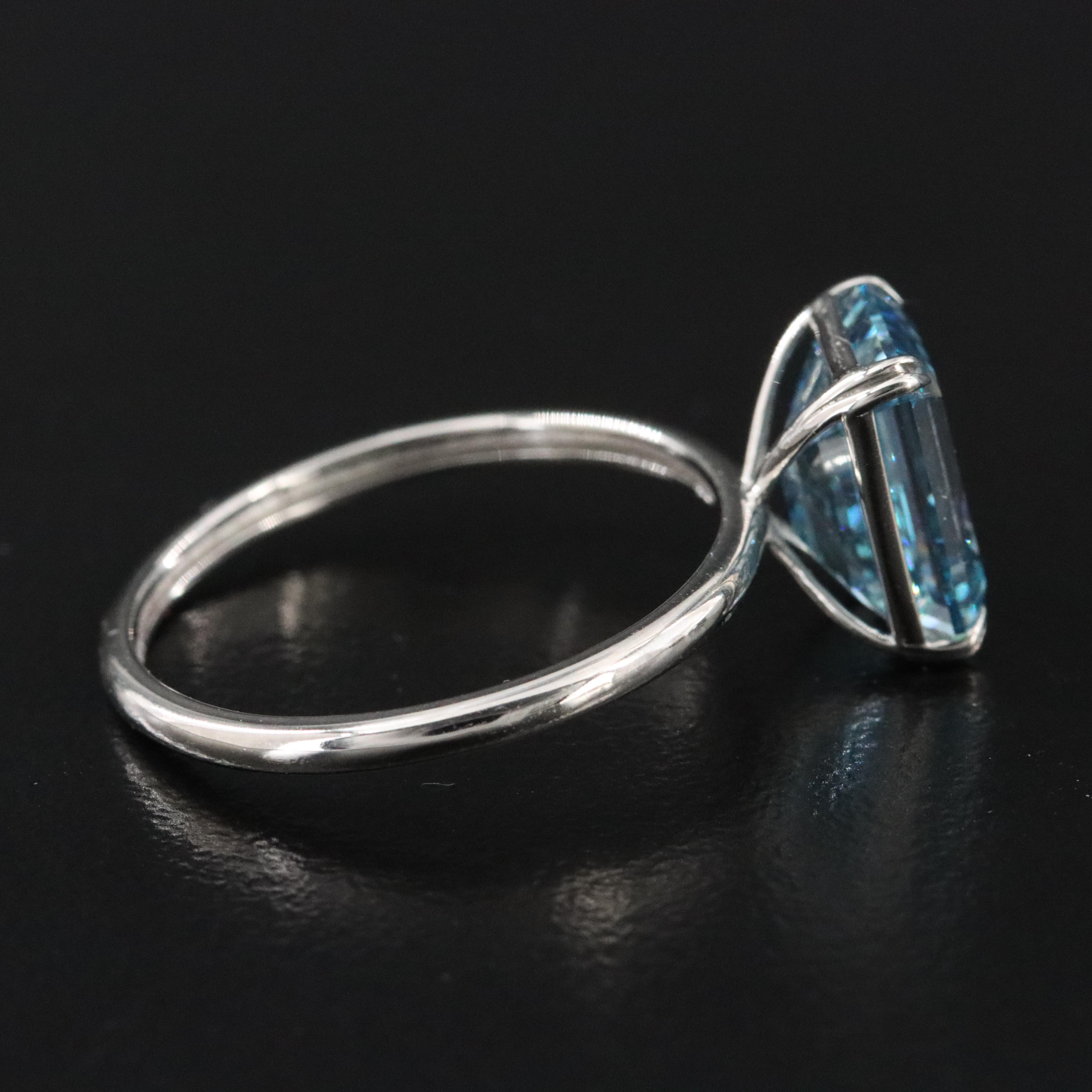 Platinum 3.06 CT Lab Grown Fancy Blue Diamond Solitaire Ring with IGI Report