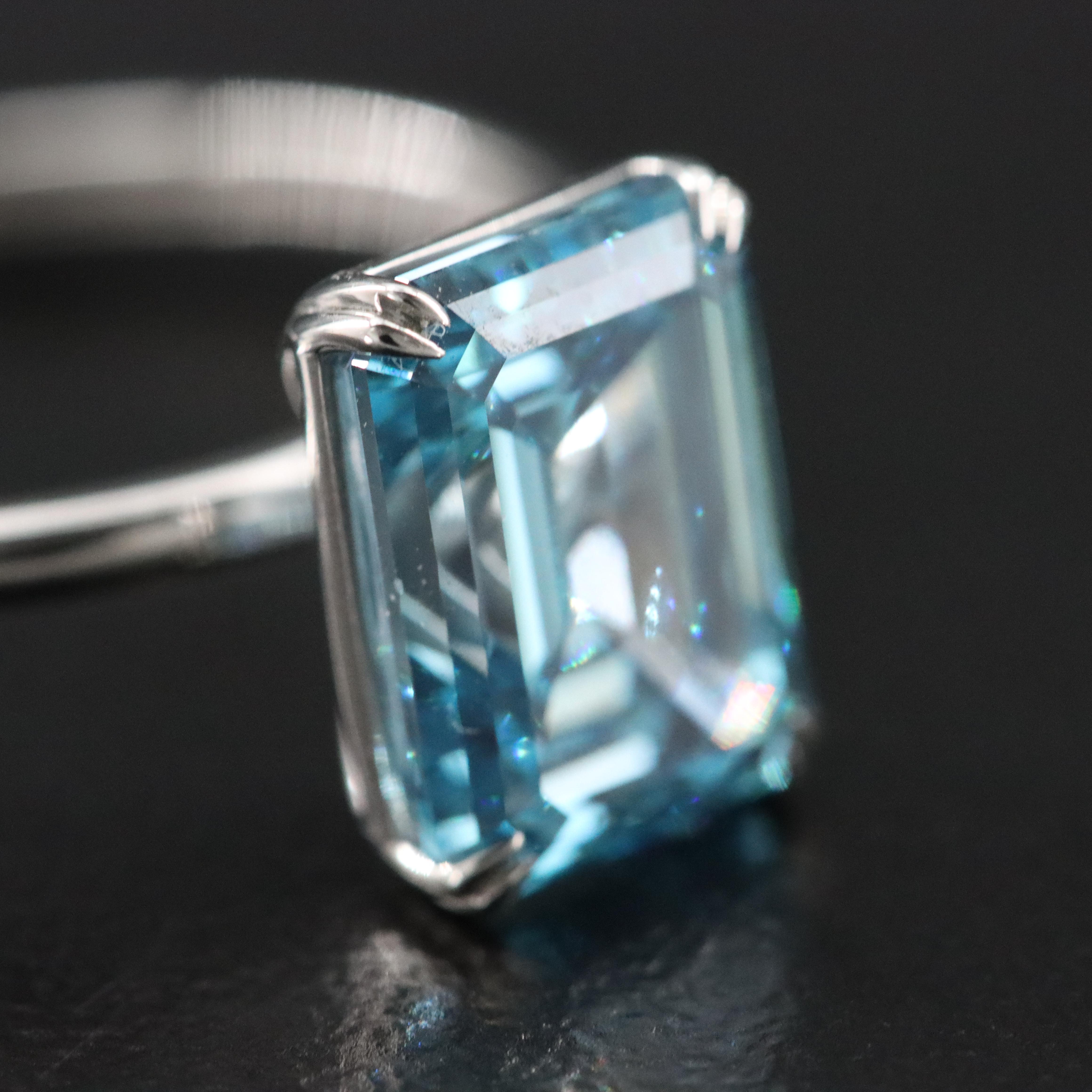 Platinum 3.06 CT Lab Grown Fancy Blue Diamond Solitaire Ring with IGI Report