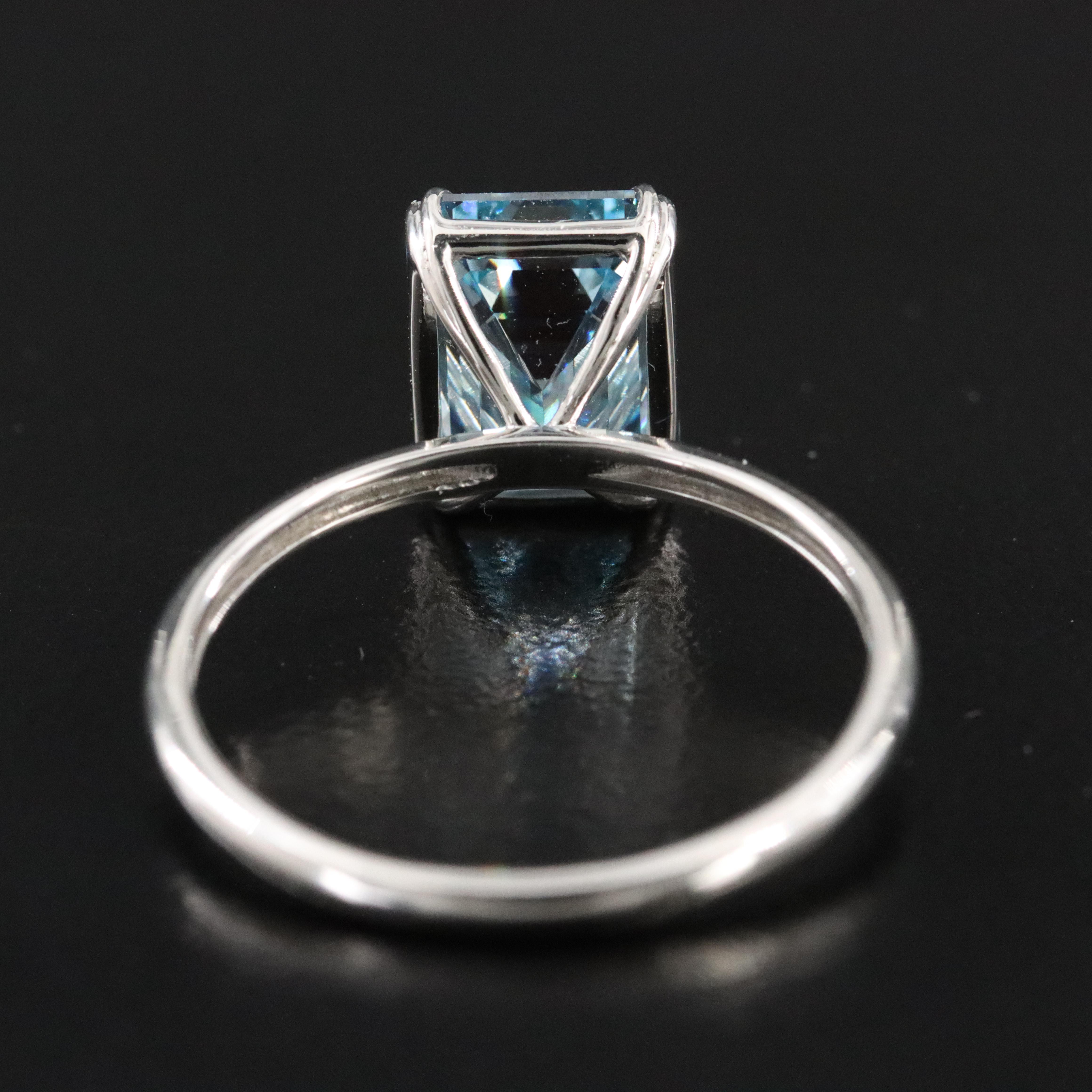 Platinum 3.06 CT Lab Grown Fancy Blue Diamond Solitaire Ring with IGI Report