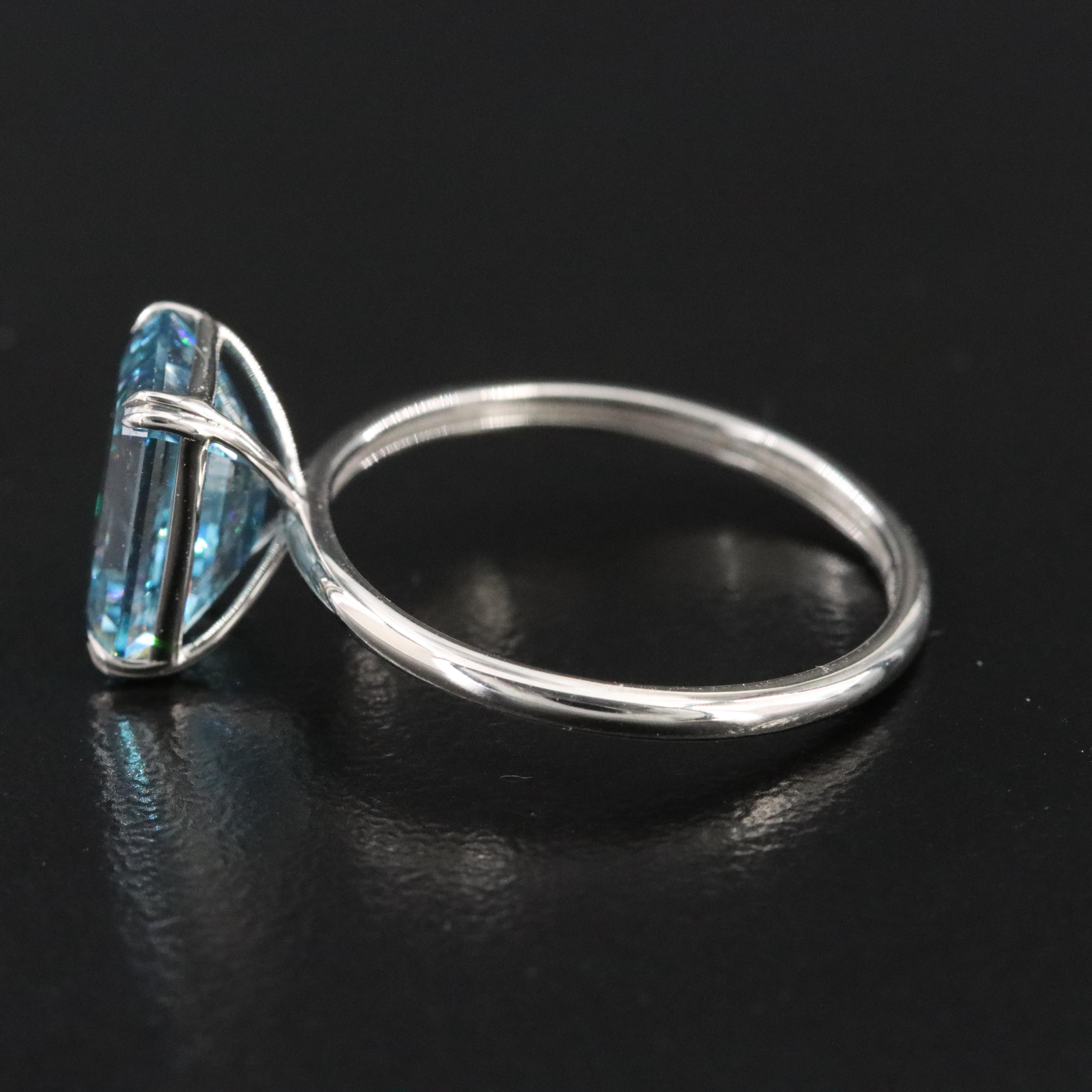 Platinum 3.06 CT Lab Grown Fancy Blue Diamond Solitaire Ring with IGI Report