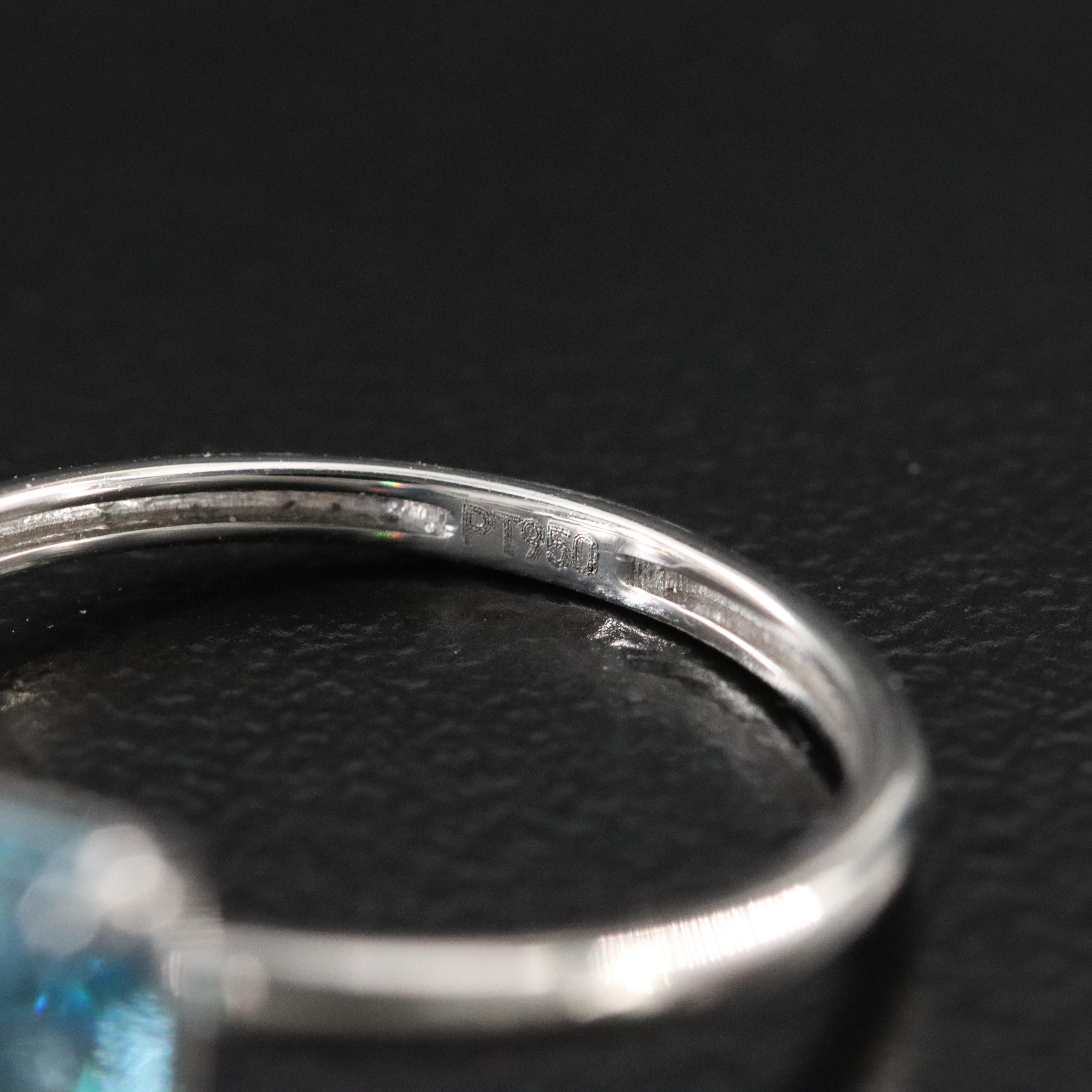 Platinum 3.06 CT Lab Grown Fancy Blue Diamond Solitaire Ring with IGI Report