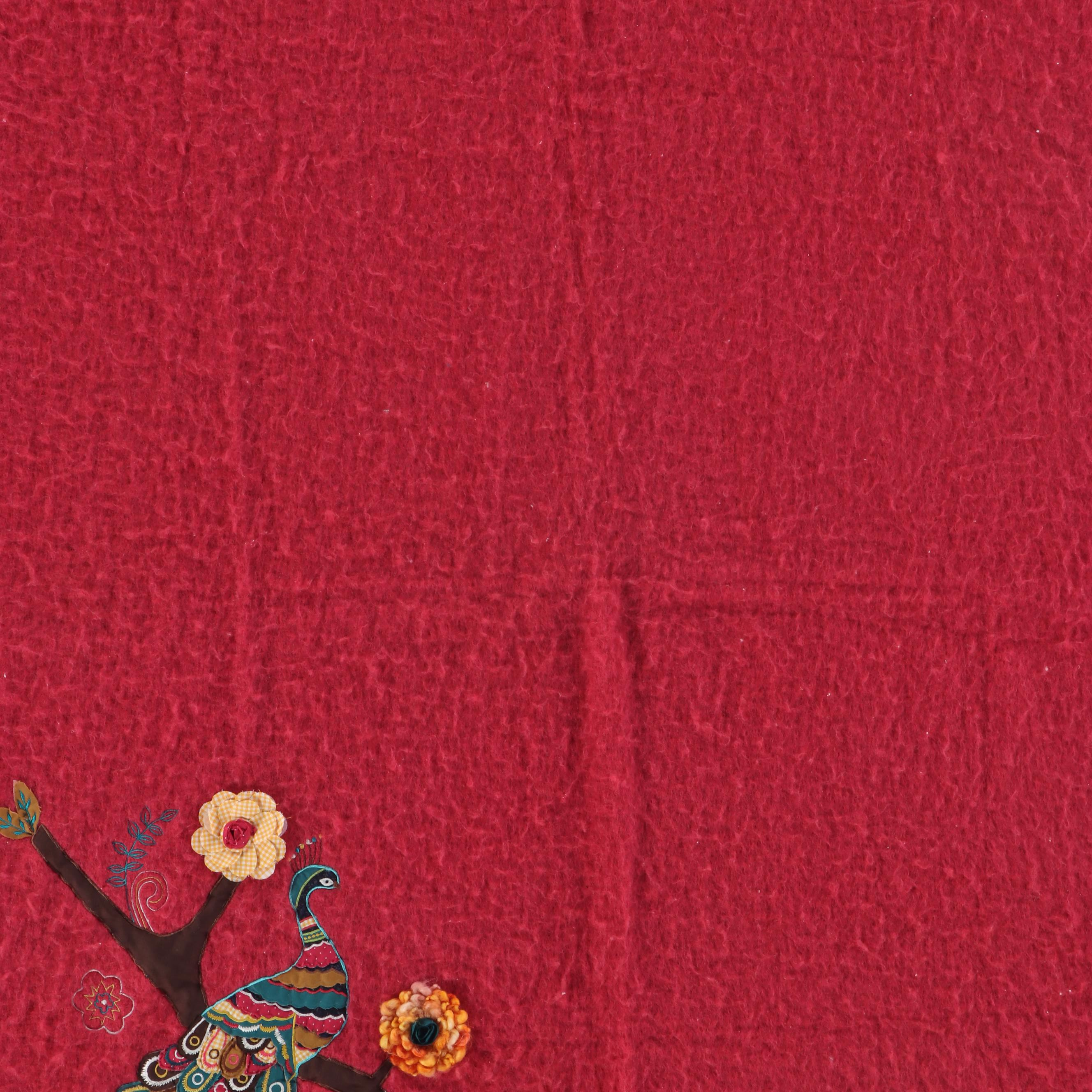 Cynthia Rowley Peacock Fabric Appliqué Throw Blanket