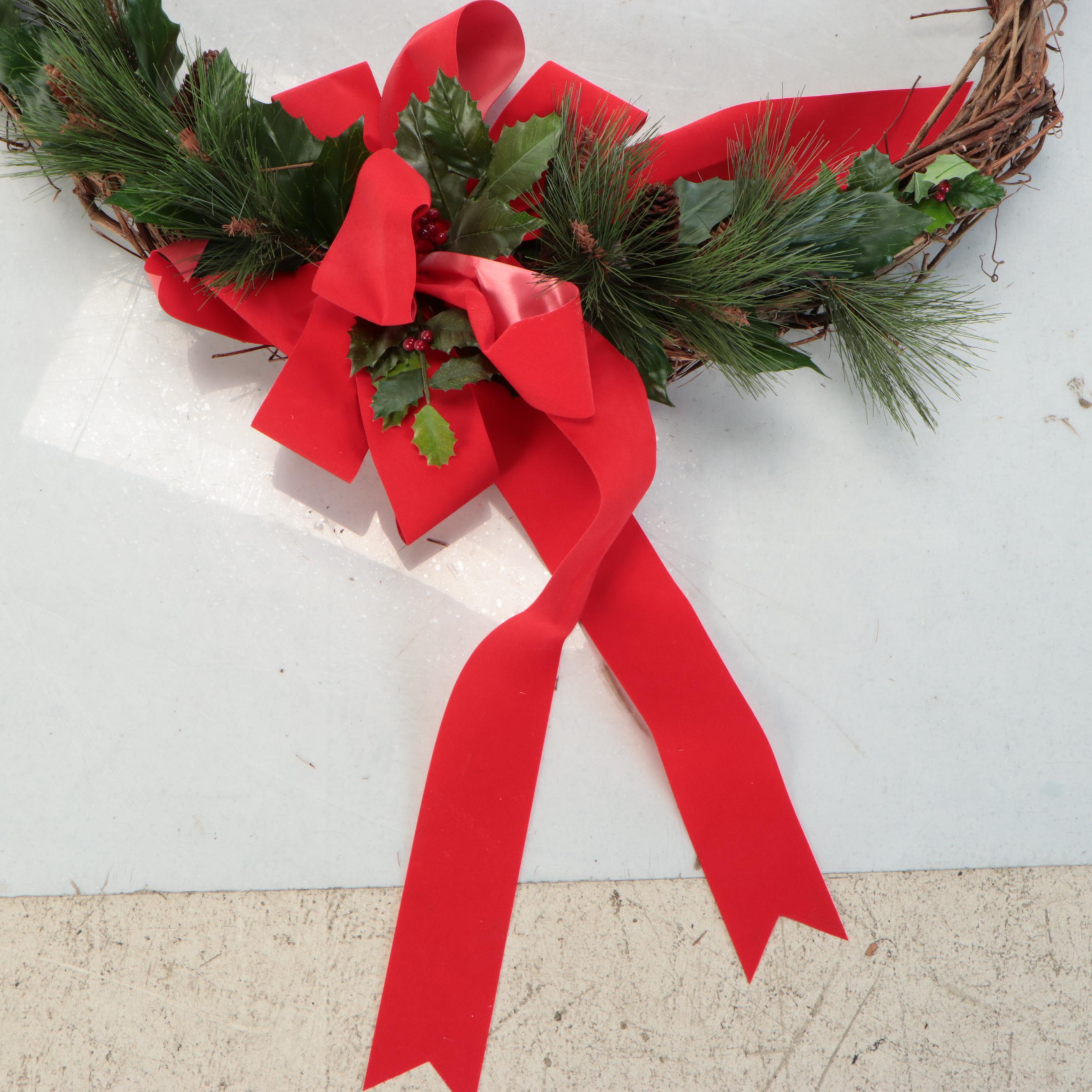 Grapevine Christmas Wreaths Accented with  Artificial Foliage and Berries