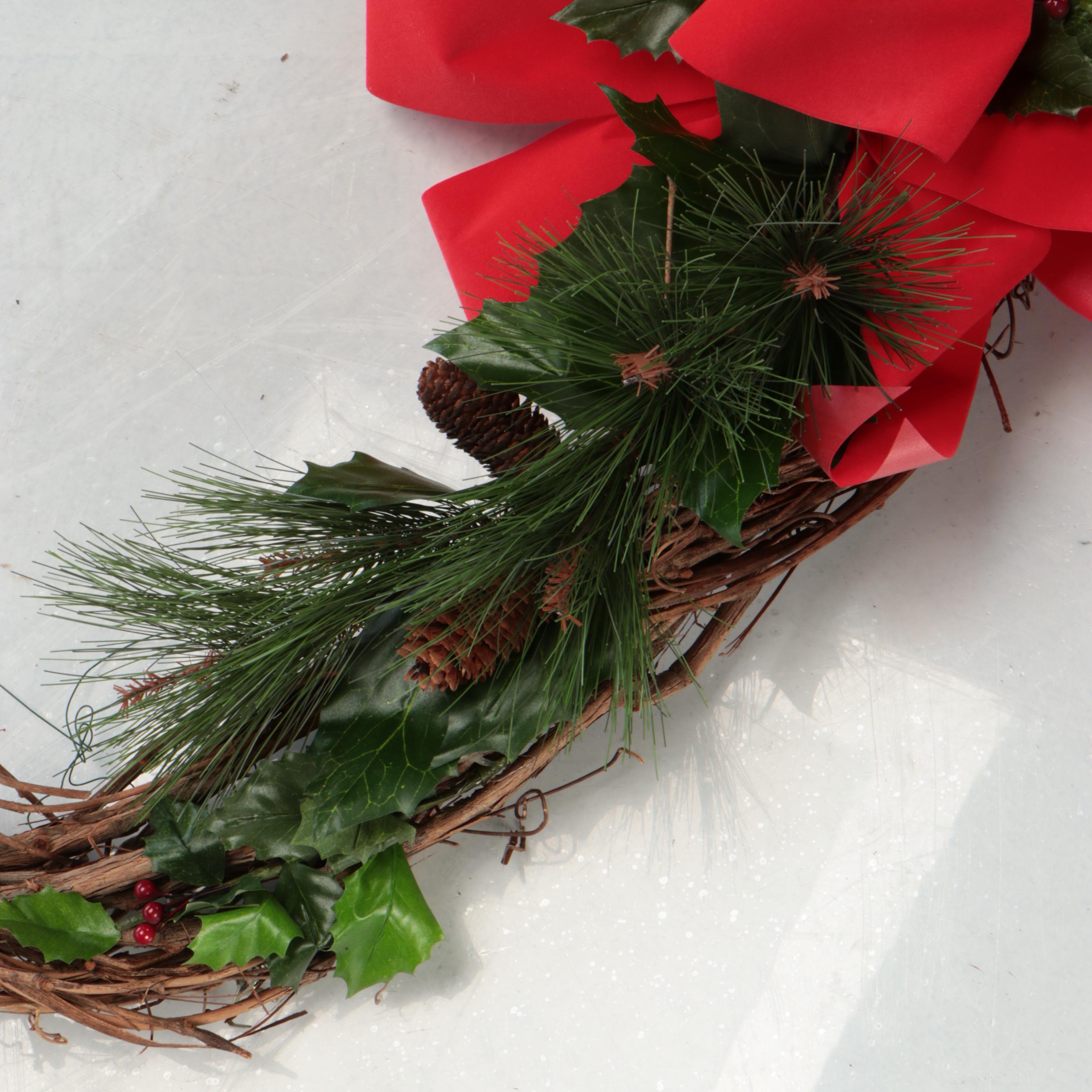 Grapevine Christmas Wreaths Accented with  Artificial Foliage and Berries