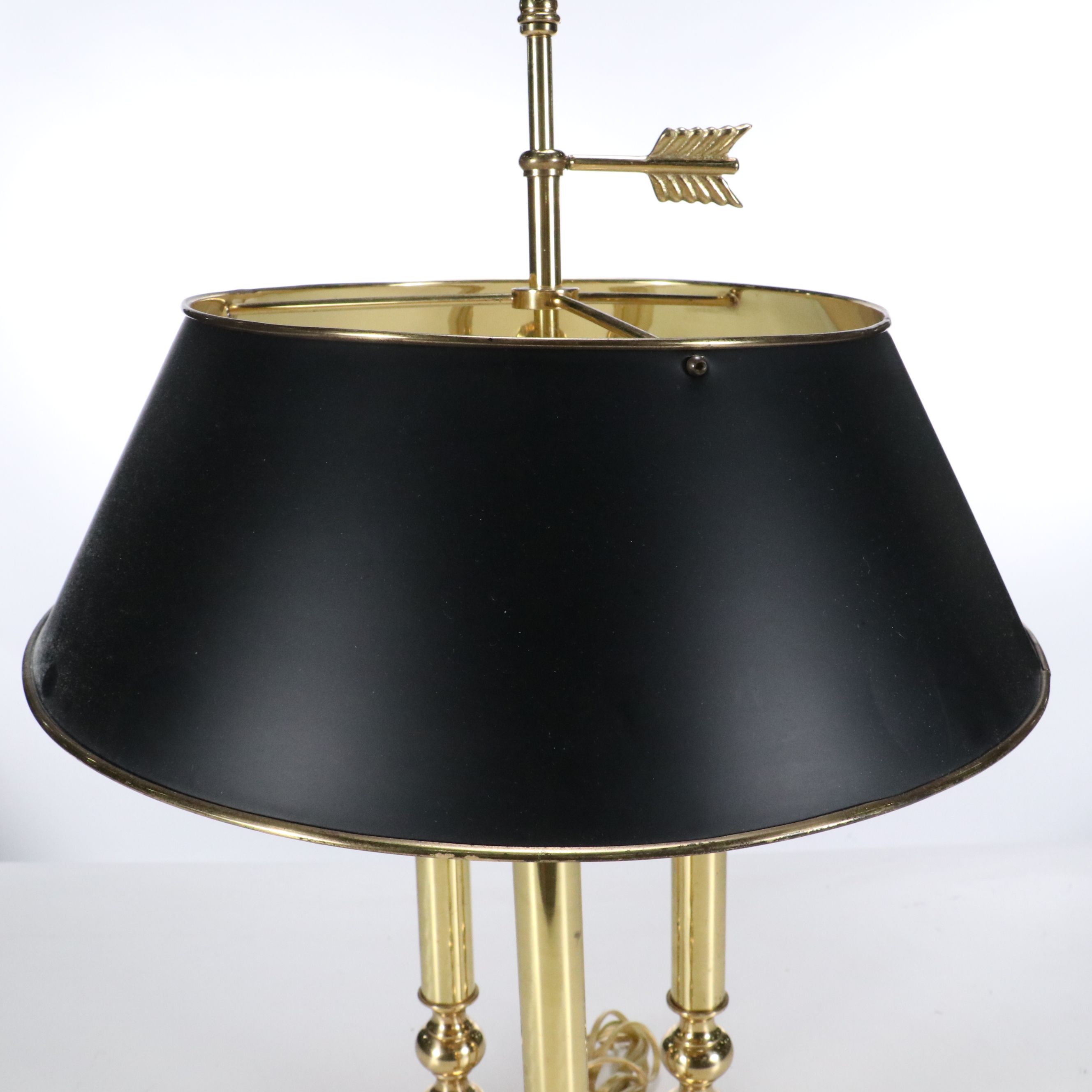 Neoclassical Style Lacquered Brass Bouillotte Table Lamps with Black Paper Shade