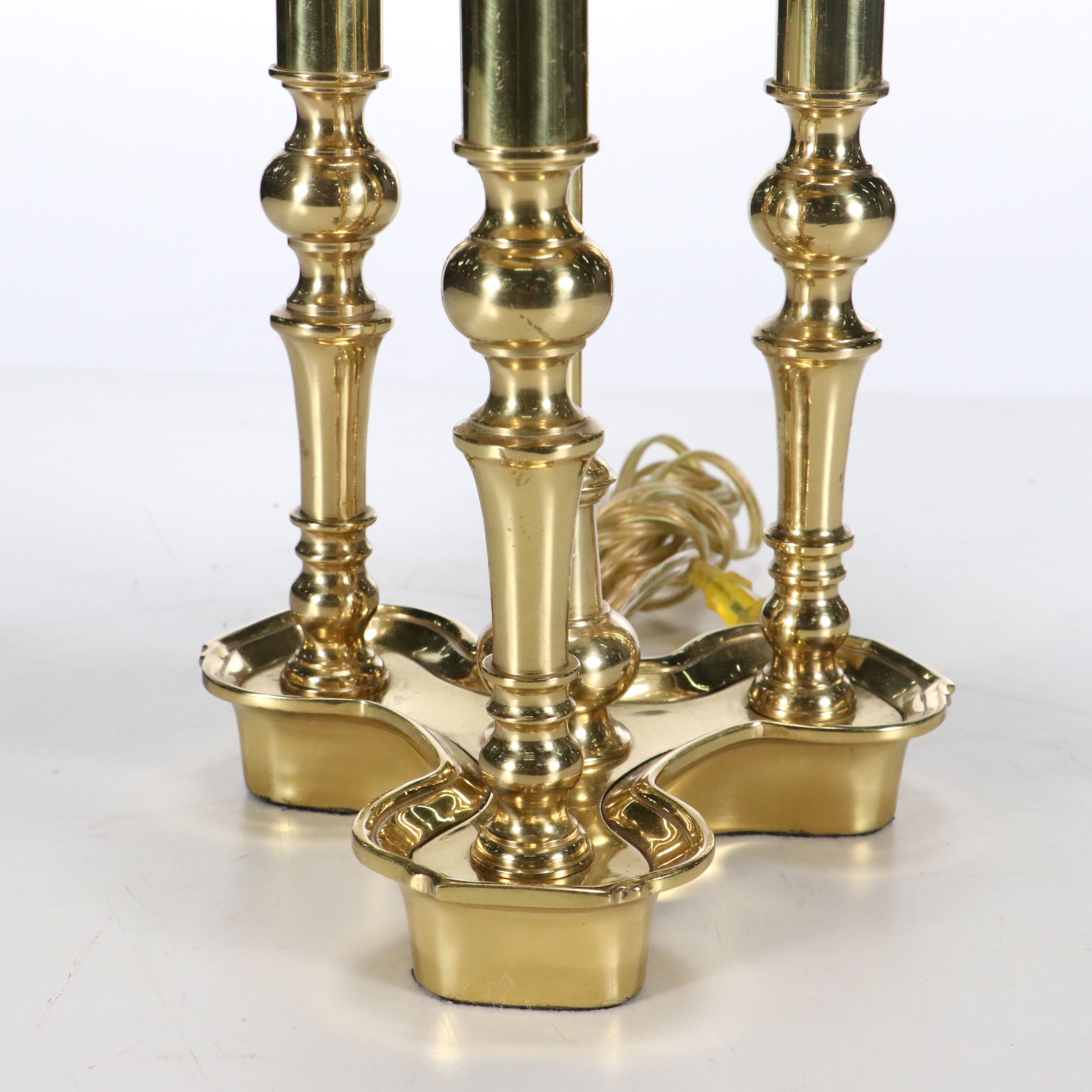 Neoclassical Style Lacquered Brass Bouillotte Table Lamps with Black Paper Shade