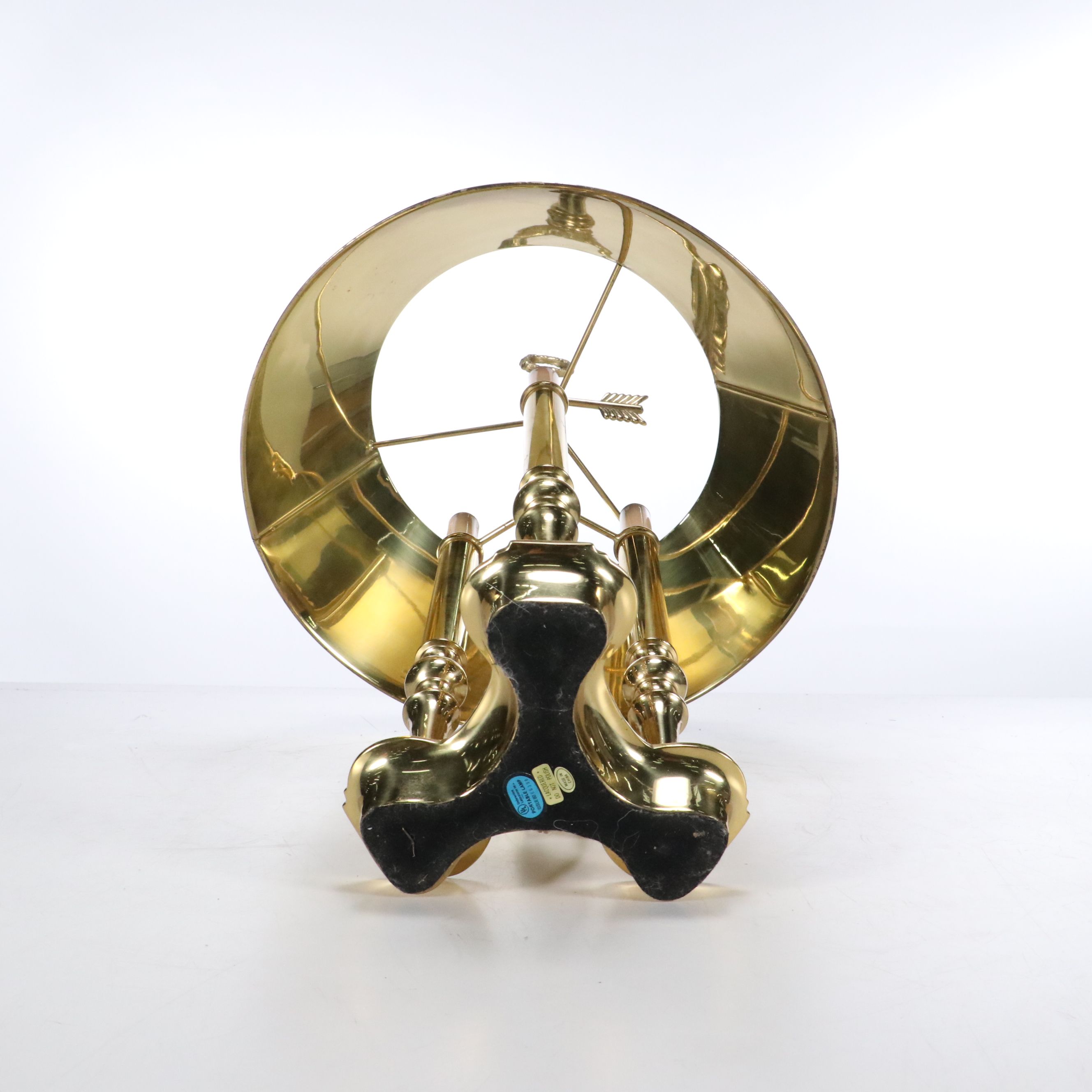 Neoclassical Style Lacquered Brass Bouillotte Table Lamps with Black Paper Shade