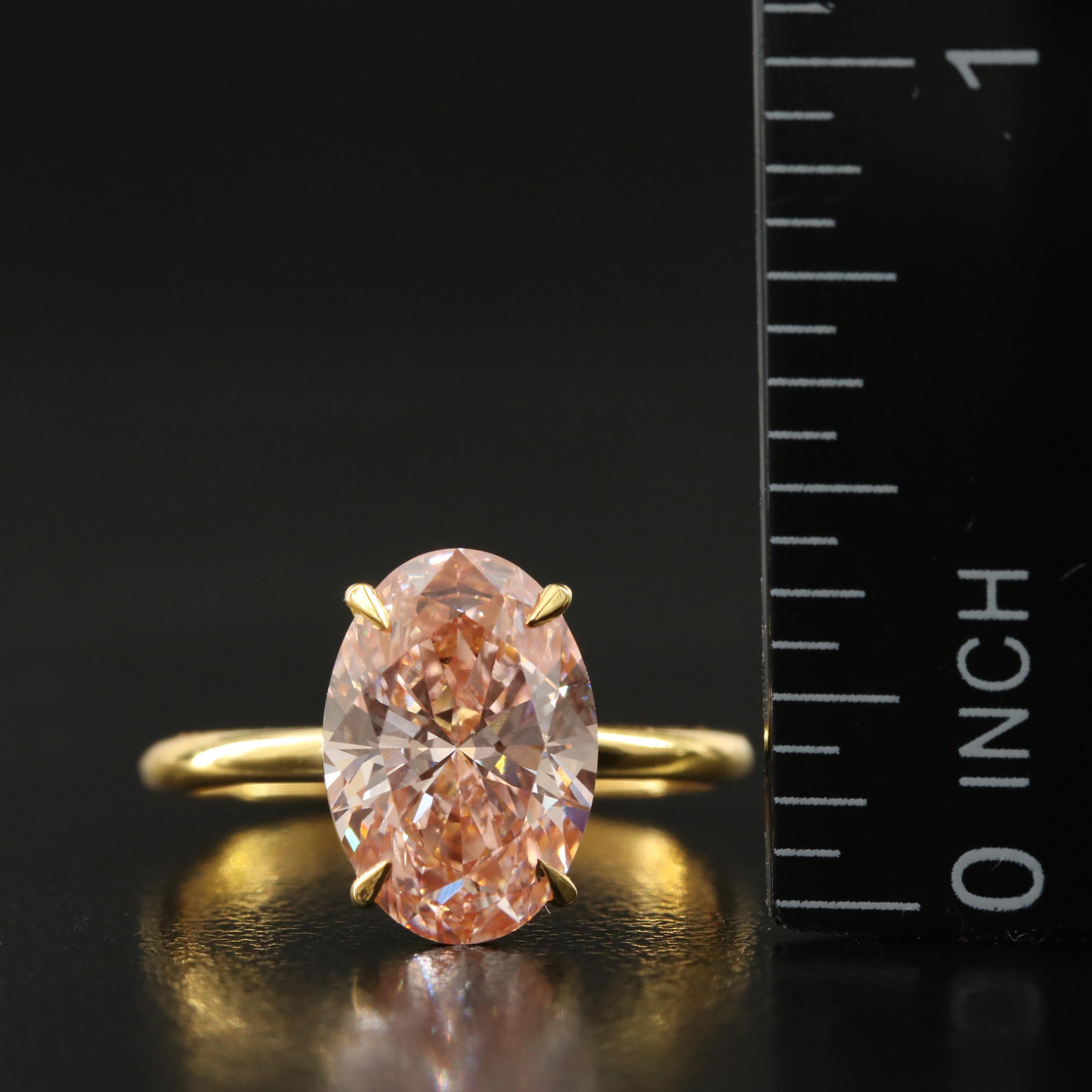 18K 3.06 CT Lab Grown Fancy Pink Diamond Solitaire Ring with IGI Report