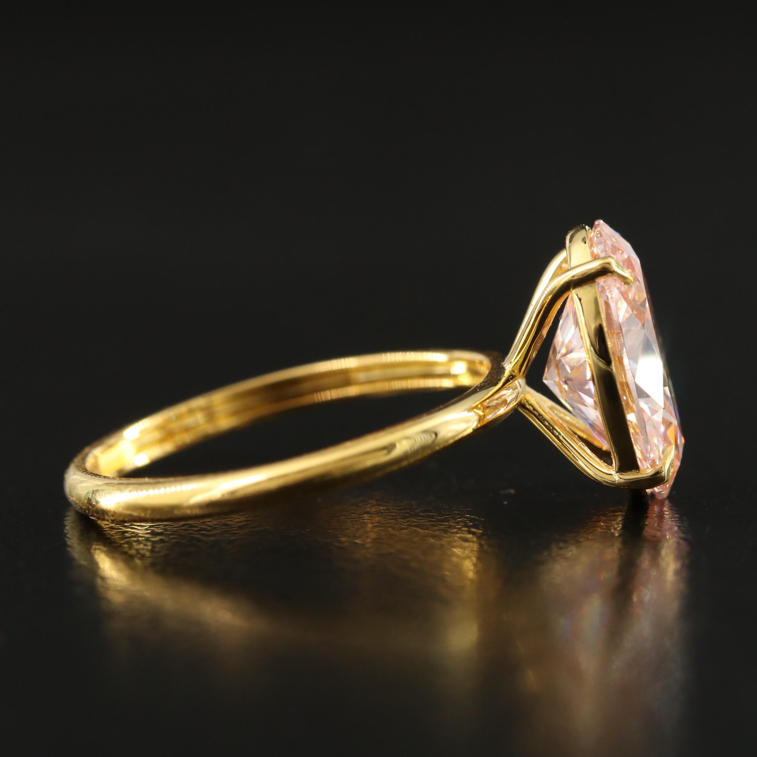 18K 3.06 CT Lab Grown Fancy Pink Diamond Solitaire Ring with IGI Report