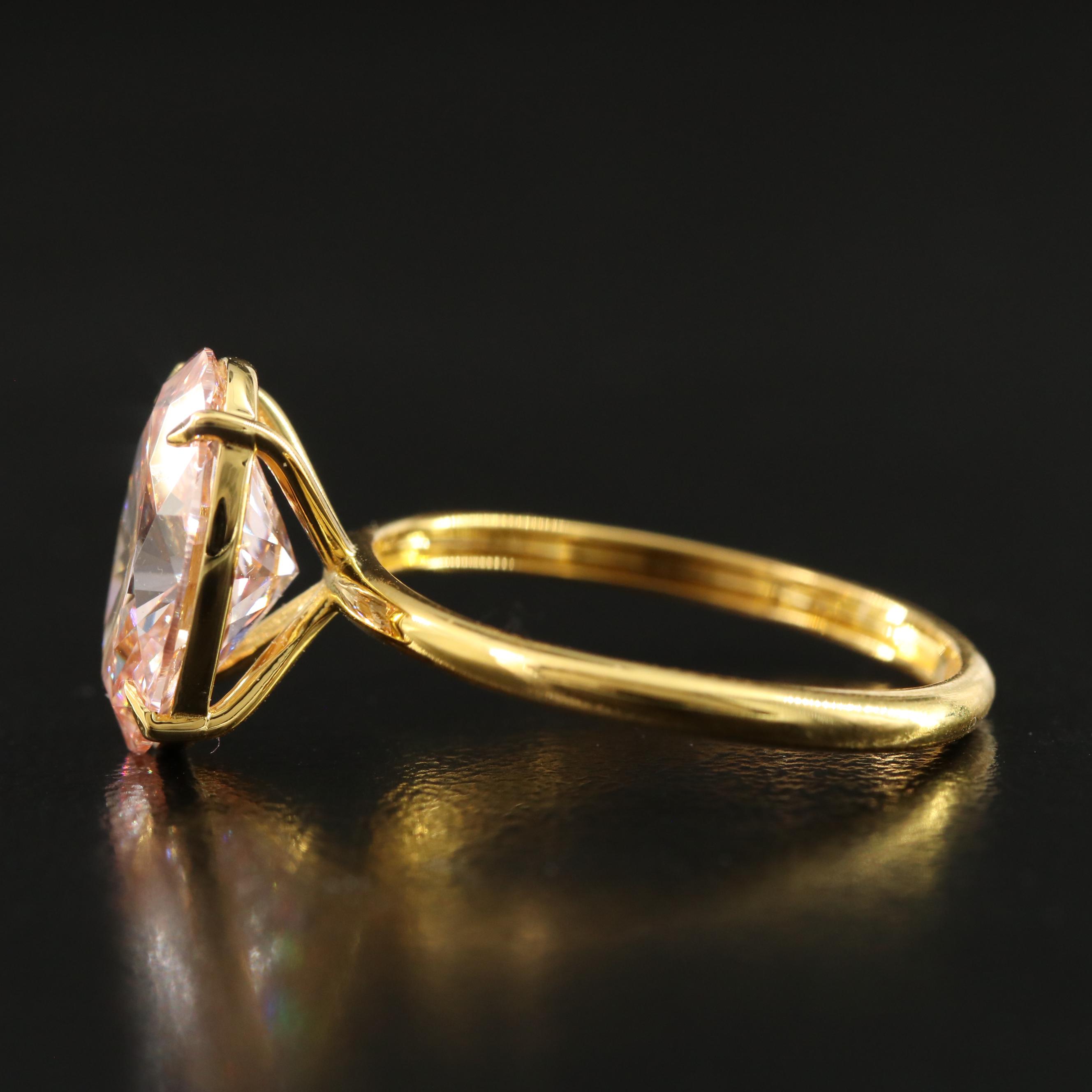18K 3.06 CT Lab Grown Fancy Pink Diamond Solitaire Ring with IGI Report