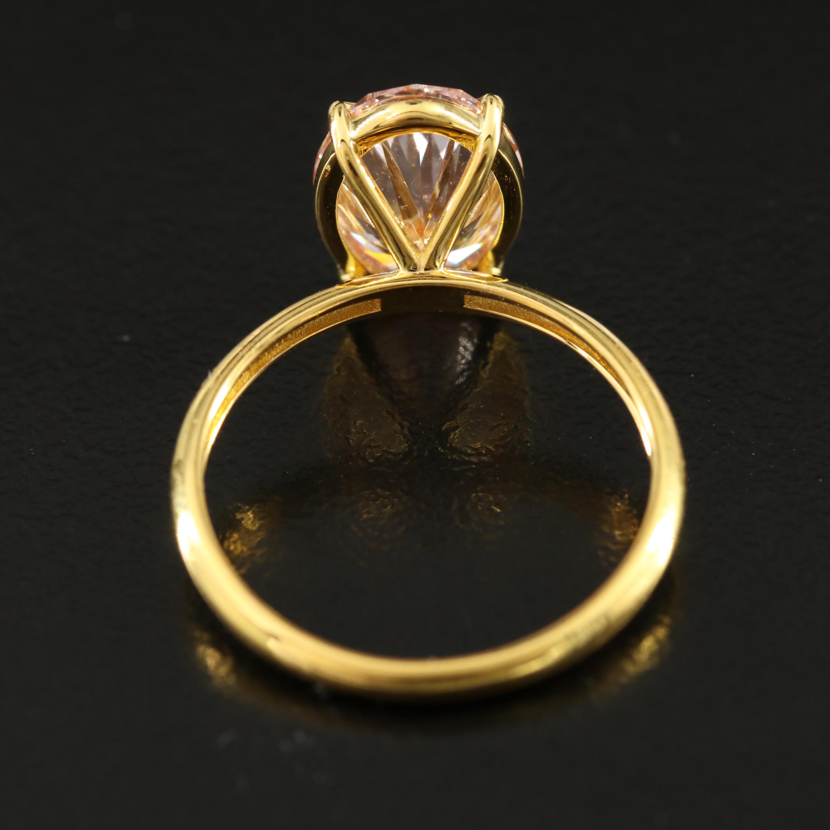 18K 3.06 CT Lab Grown Fancy Pink Diamond Solitaire Ring with IGI Report