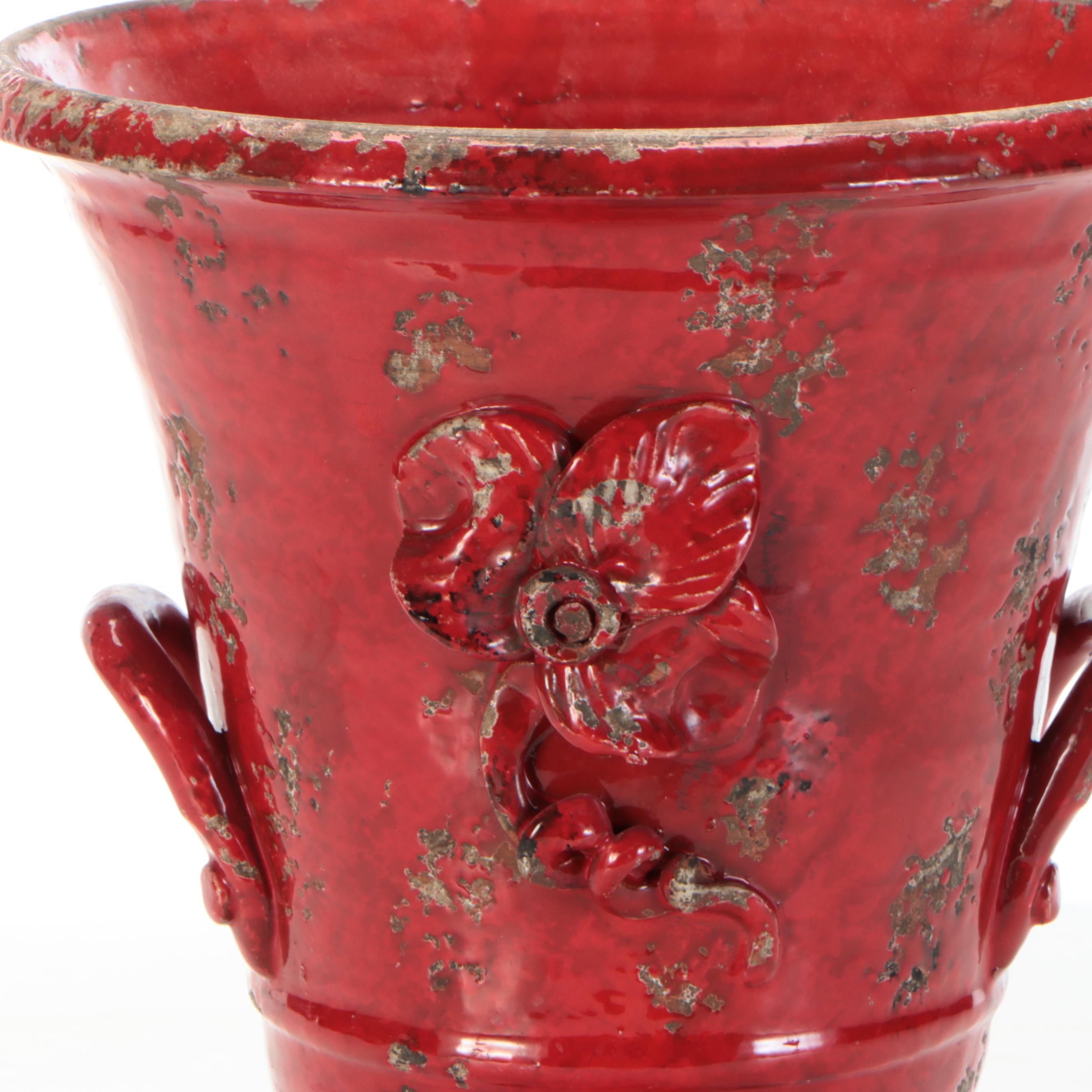 Vietri Rustic Garden Fruit Red Ceramic Planter