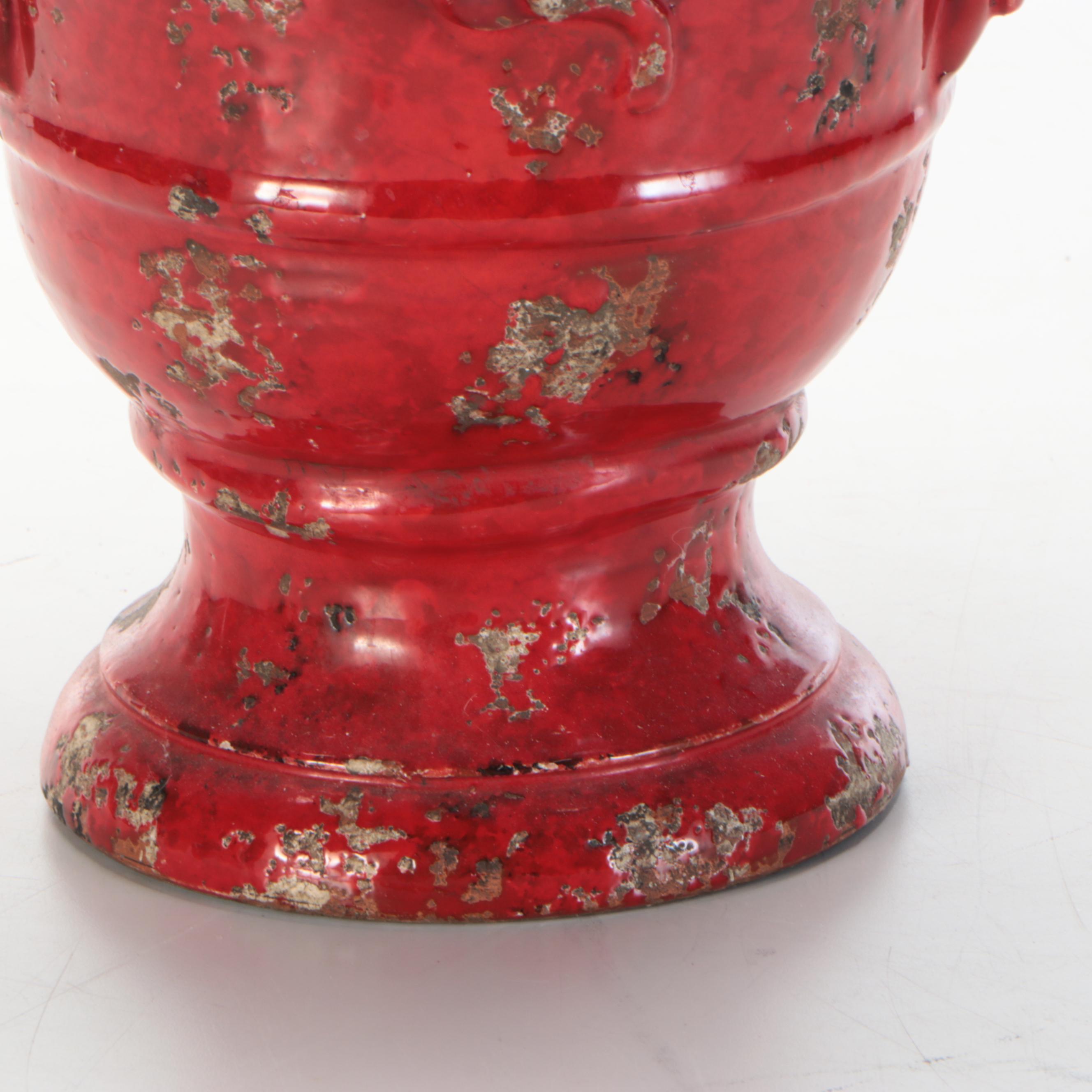 Vietri Rustic Garden Fruit Red Ceramic Planter