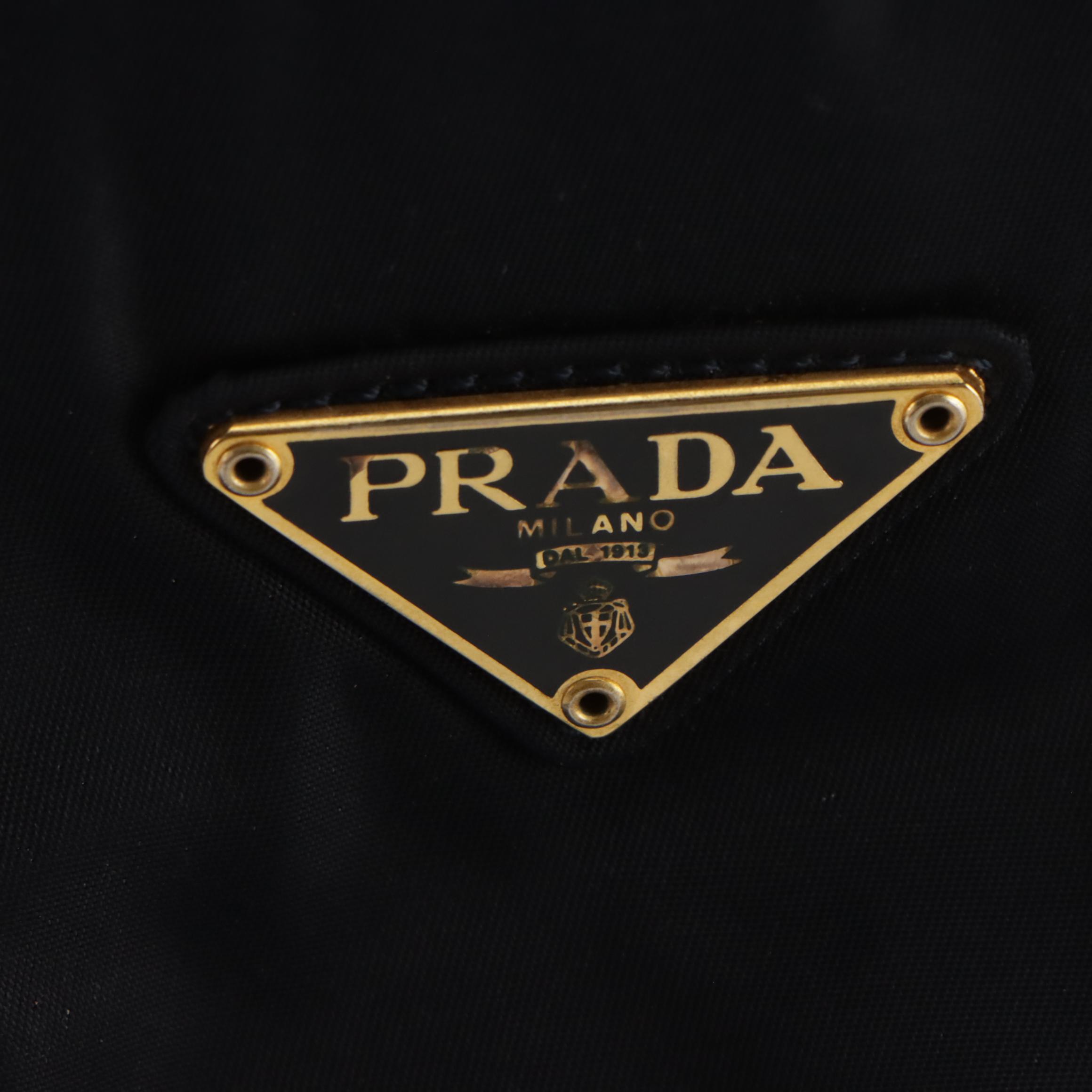 Prada Handbag in Dark Blue Tessuto Nylon With Leather Handles