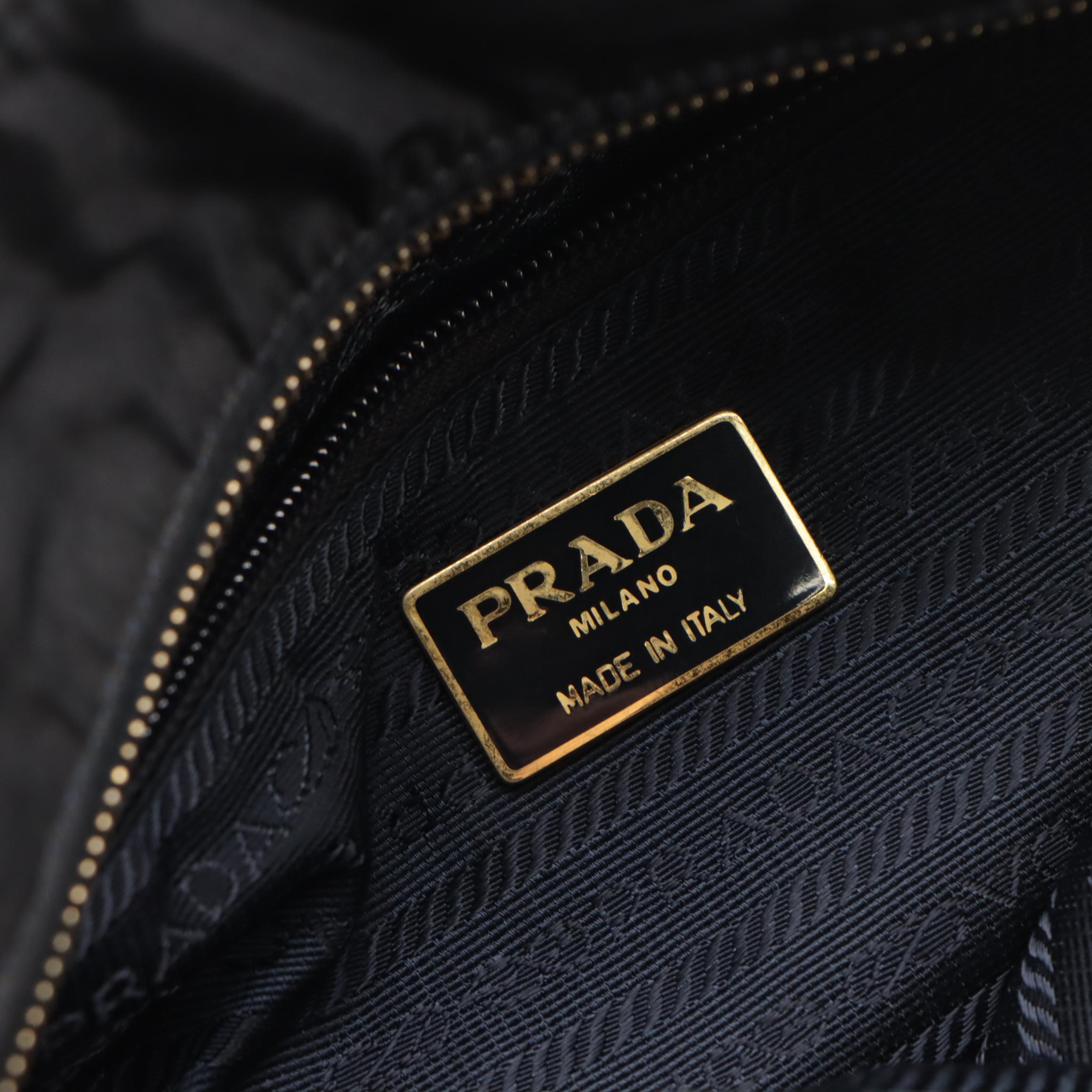 Prada Handbag in Dark Blue Tessuto Nylon With Leather Handles
