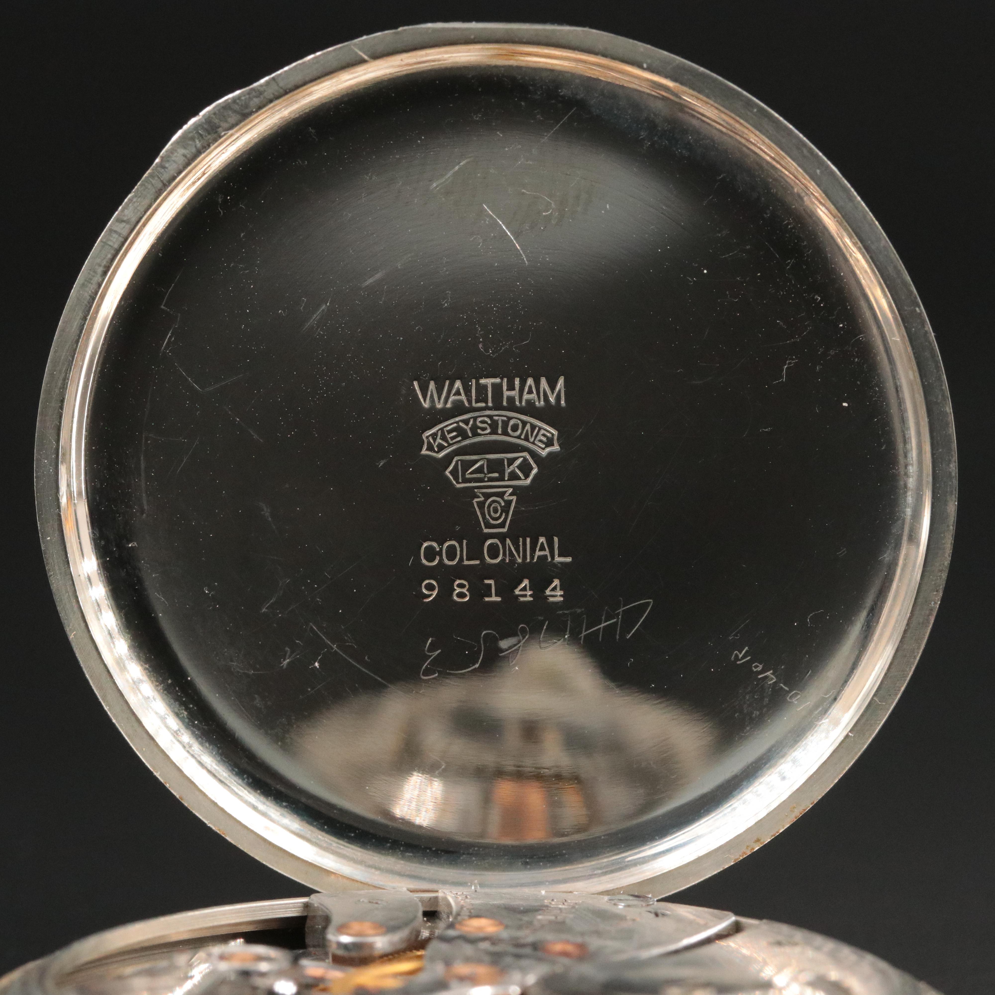 1929 14K Waltham Secometer Pocket Watch