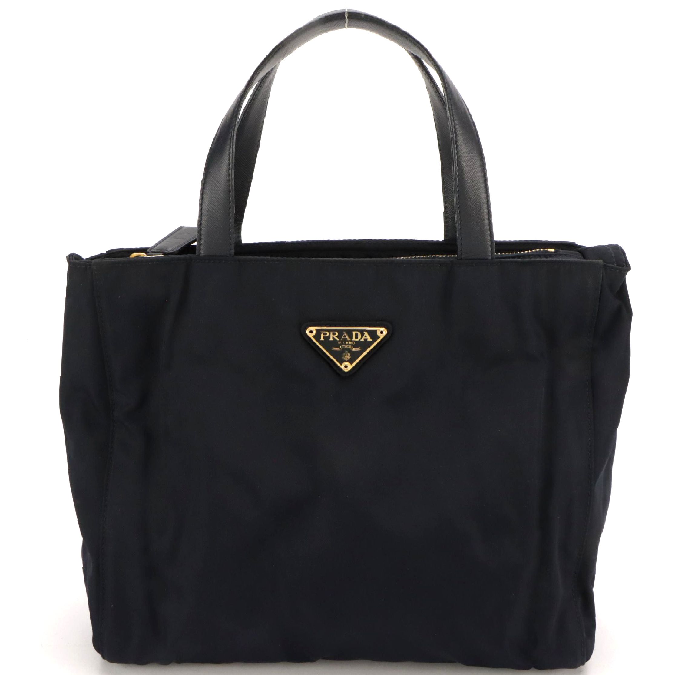 Prada Handbag in Dark Blue Tessuto Nylon With Leather Handles