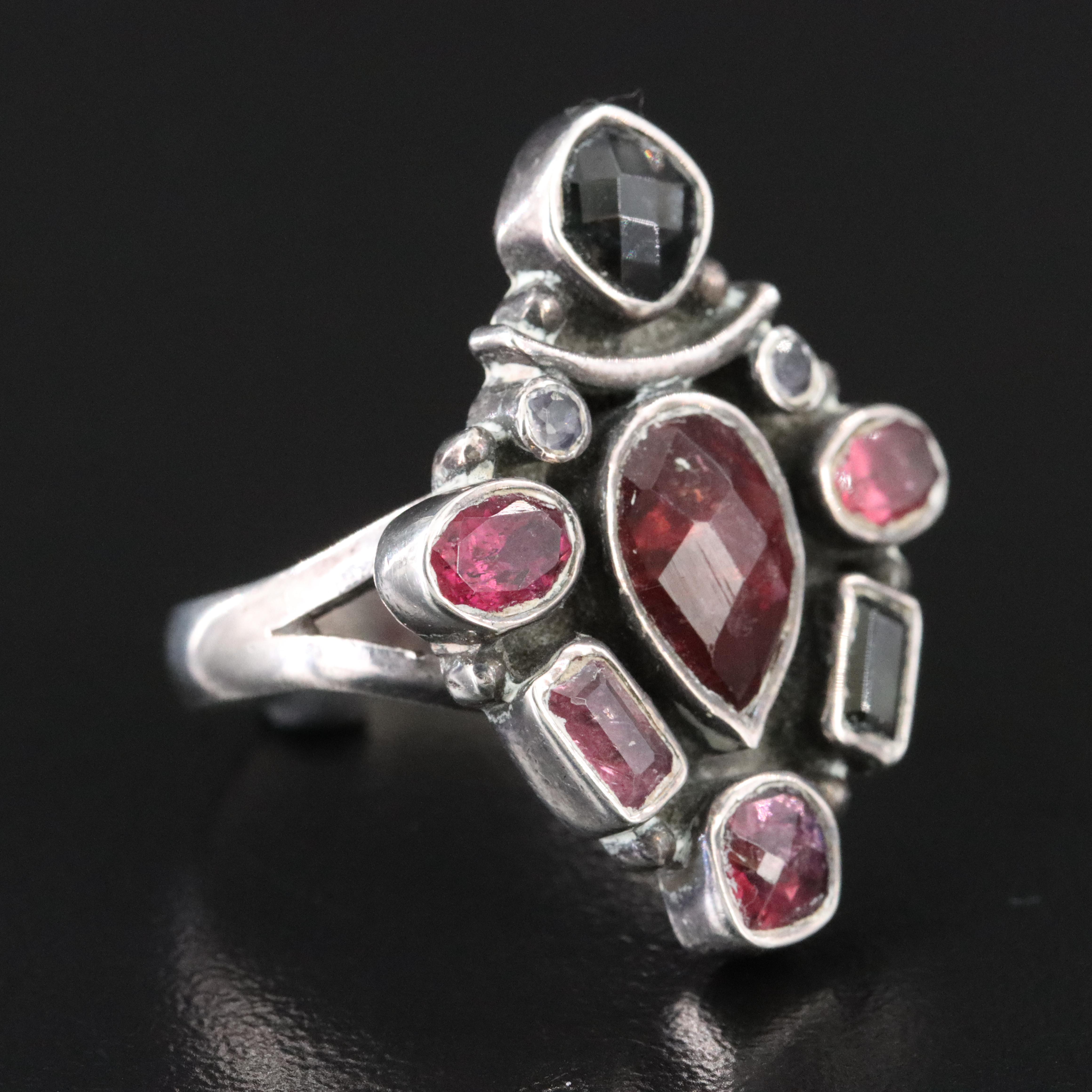 Sterling Tourmaline Ring with Tanzanite Accents