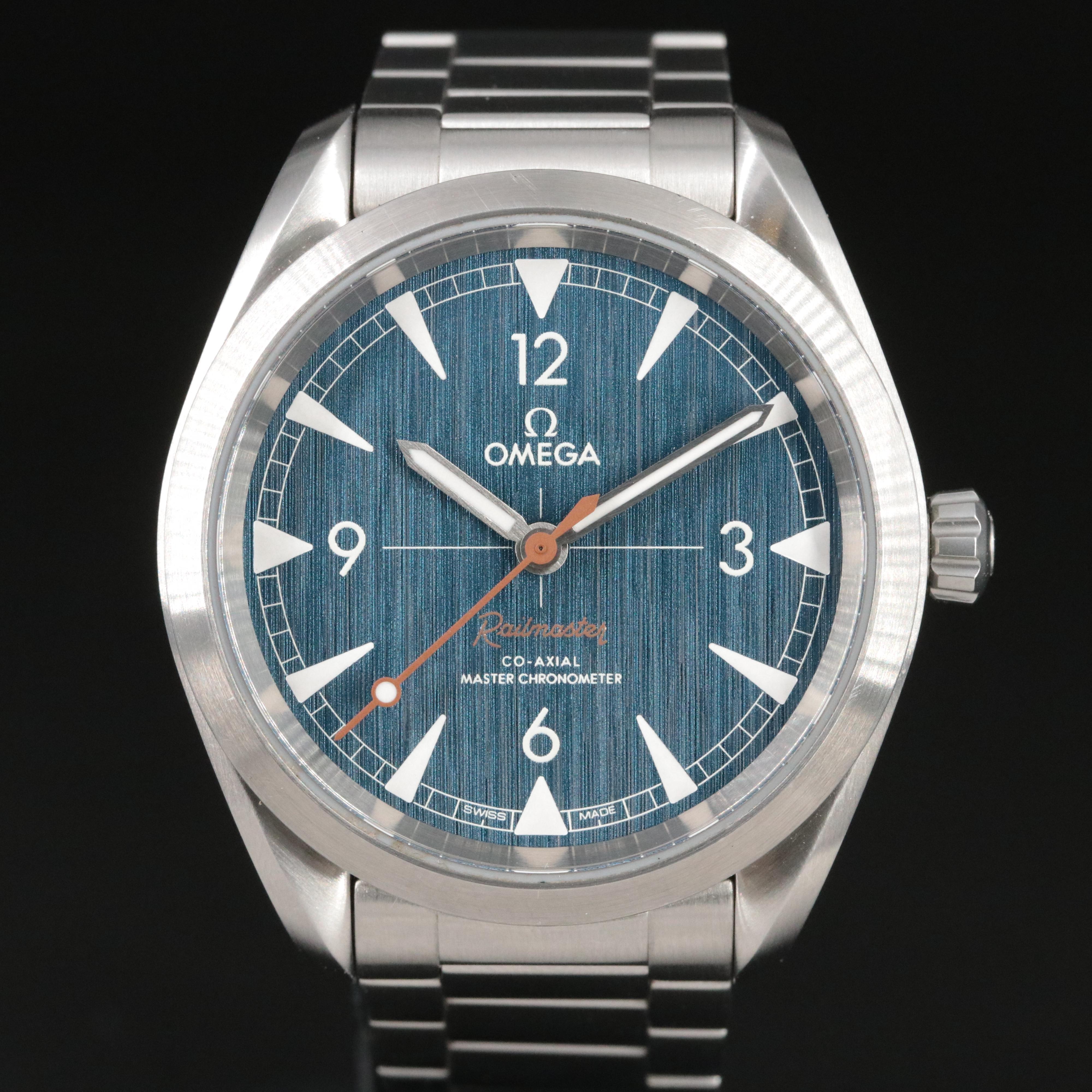 Omega Seamaster Railmaster Blue 40mm Steel Automatic Watch 220.10.40.20.03.001