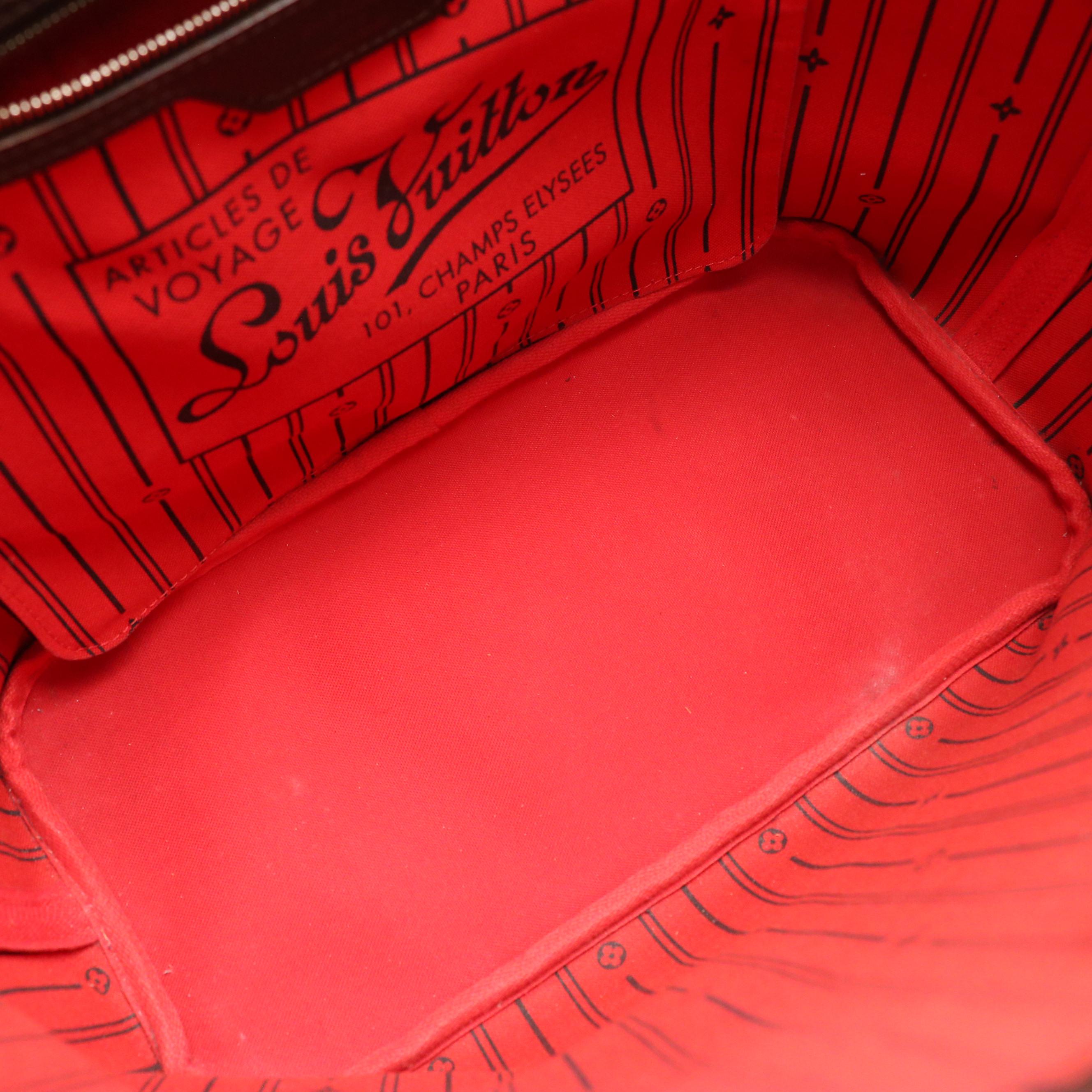 Louis Vuitton Neverfull MM in Damier Ebene Coated Canvas and Brown Leather Trim