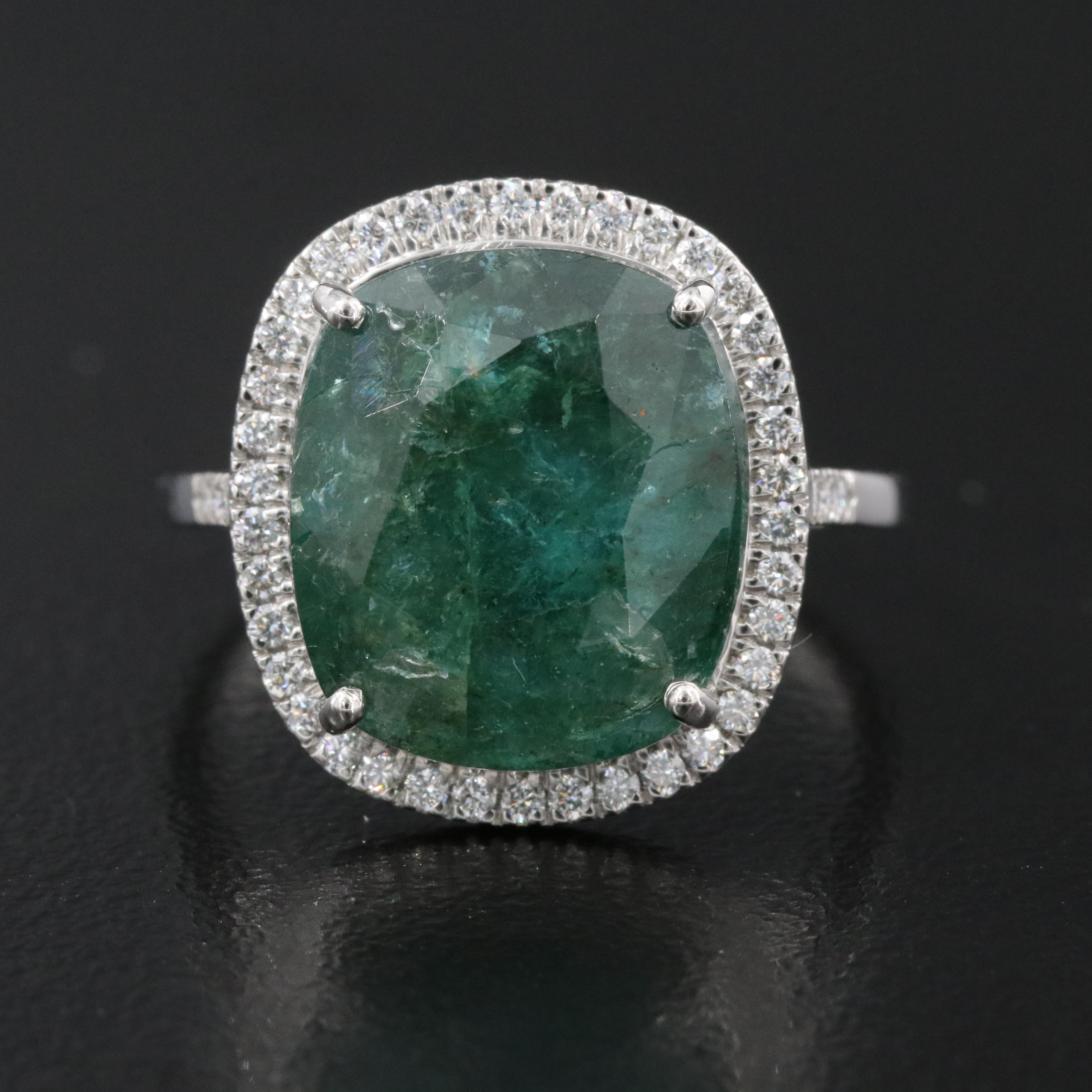 Platinum 5.84 CT Emerald and 0.22 CTW Diamond Ring