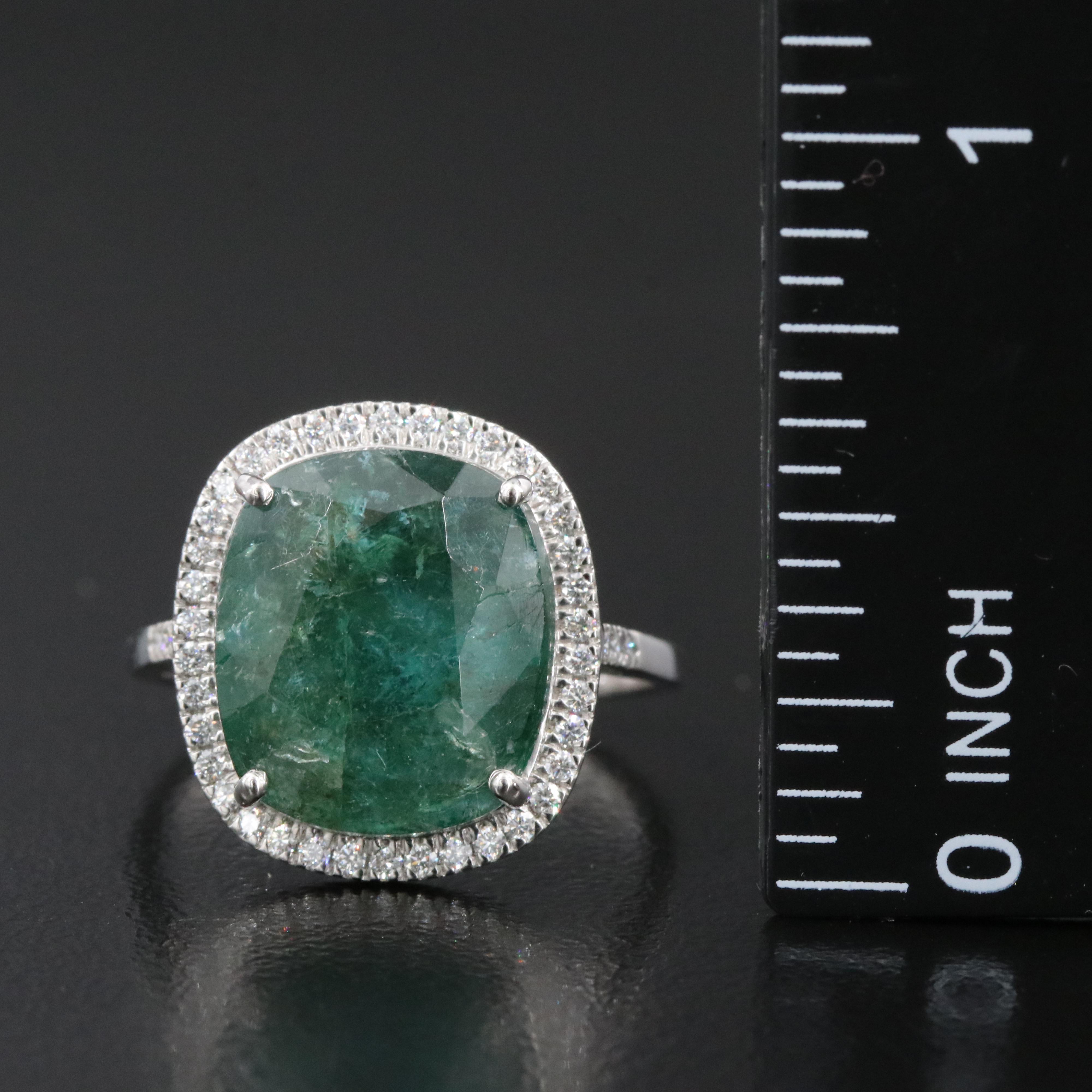 Platinum 5.84 CT Emerald and 0.22 CTW Diamond Ring
