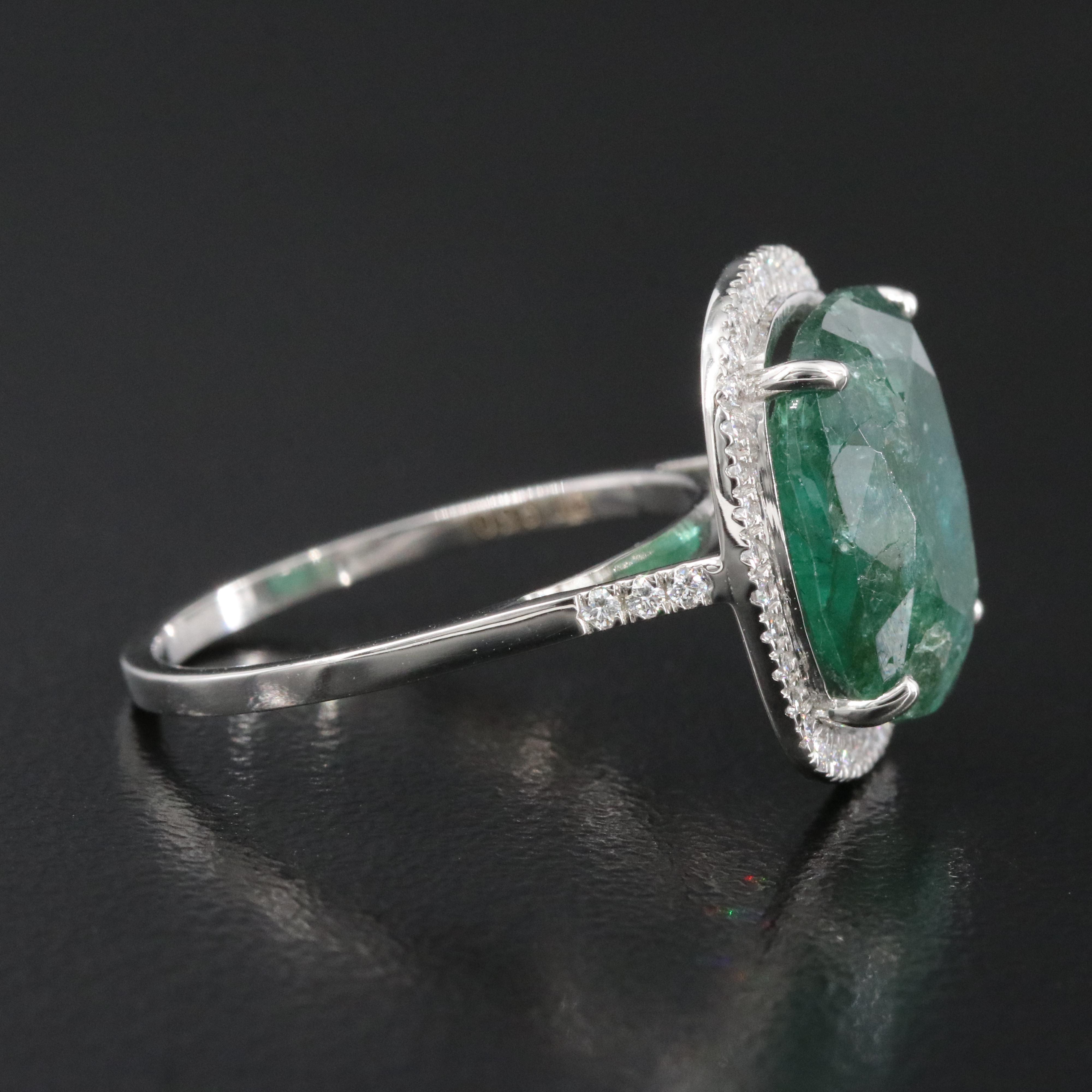 Platinum 5.84 CT Emerald and 0.22 CTW Diamond Ring