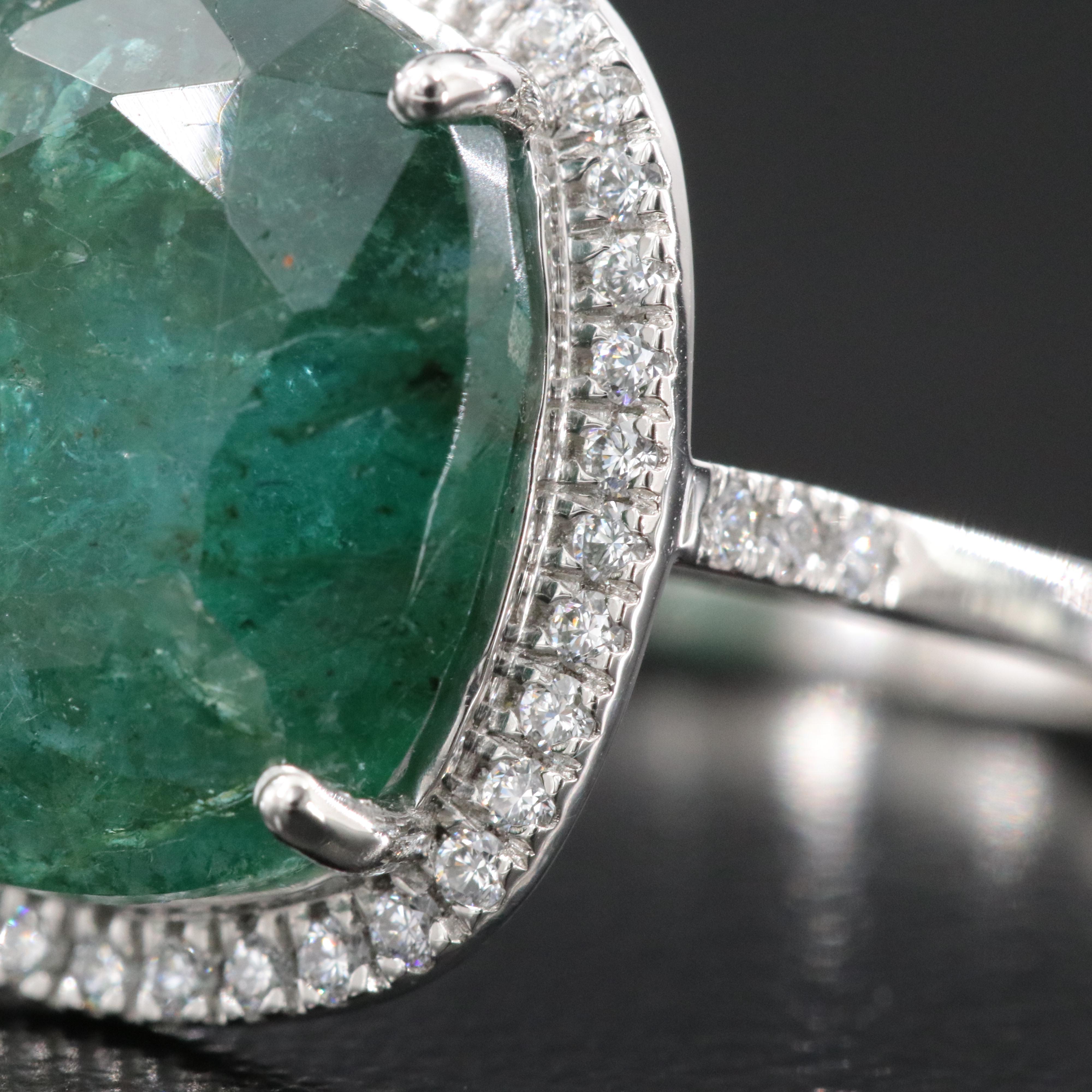 Platinum 5.84 CT Emerald and 0.22 CTW Diamond Ring