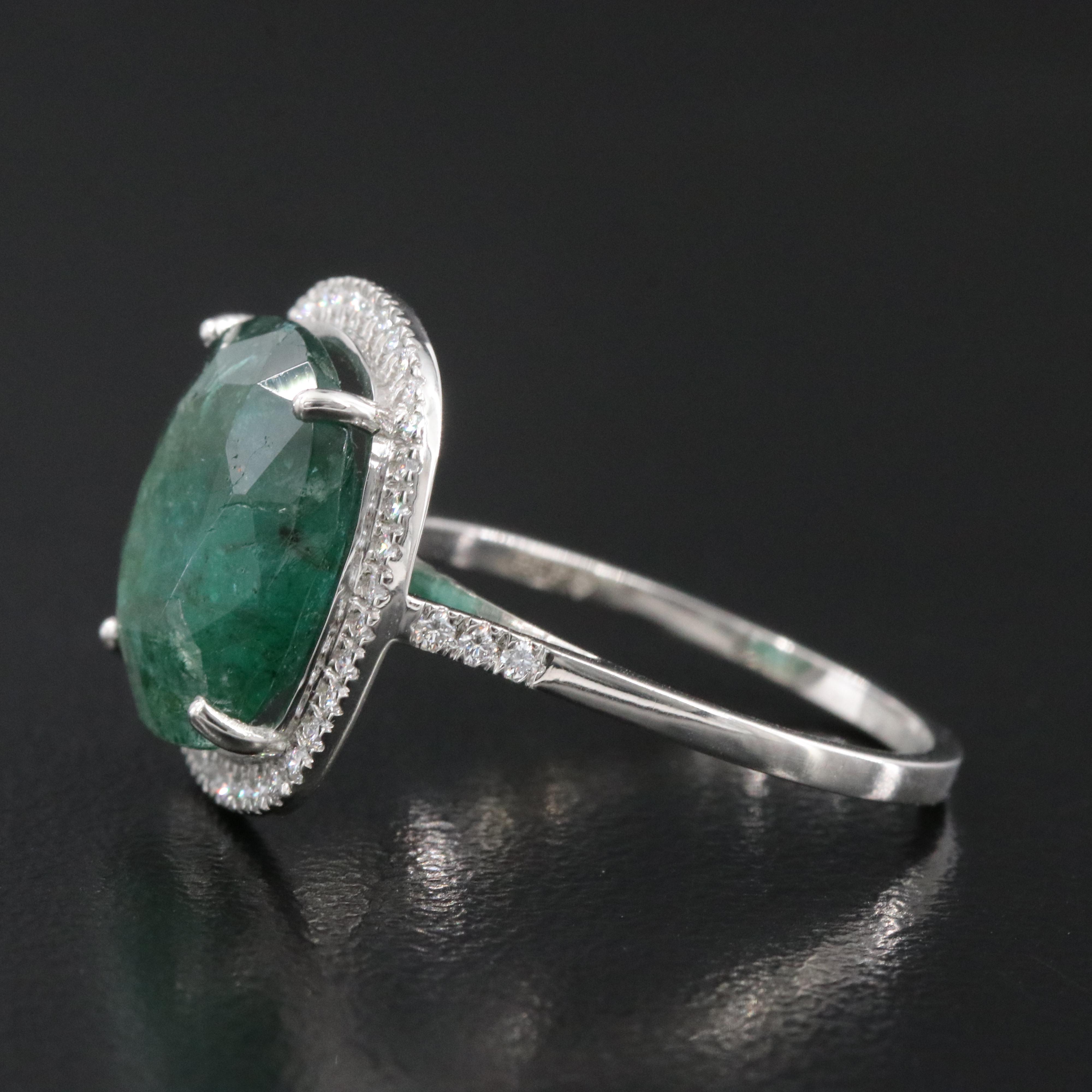 Platinum 5.84 CT Emerald and 0.22 CTW Diamond Ring