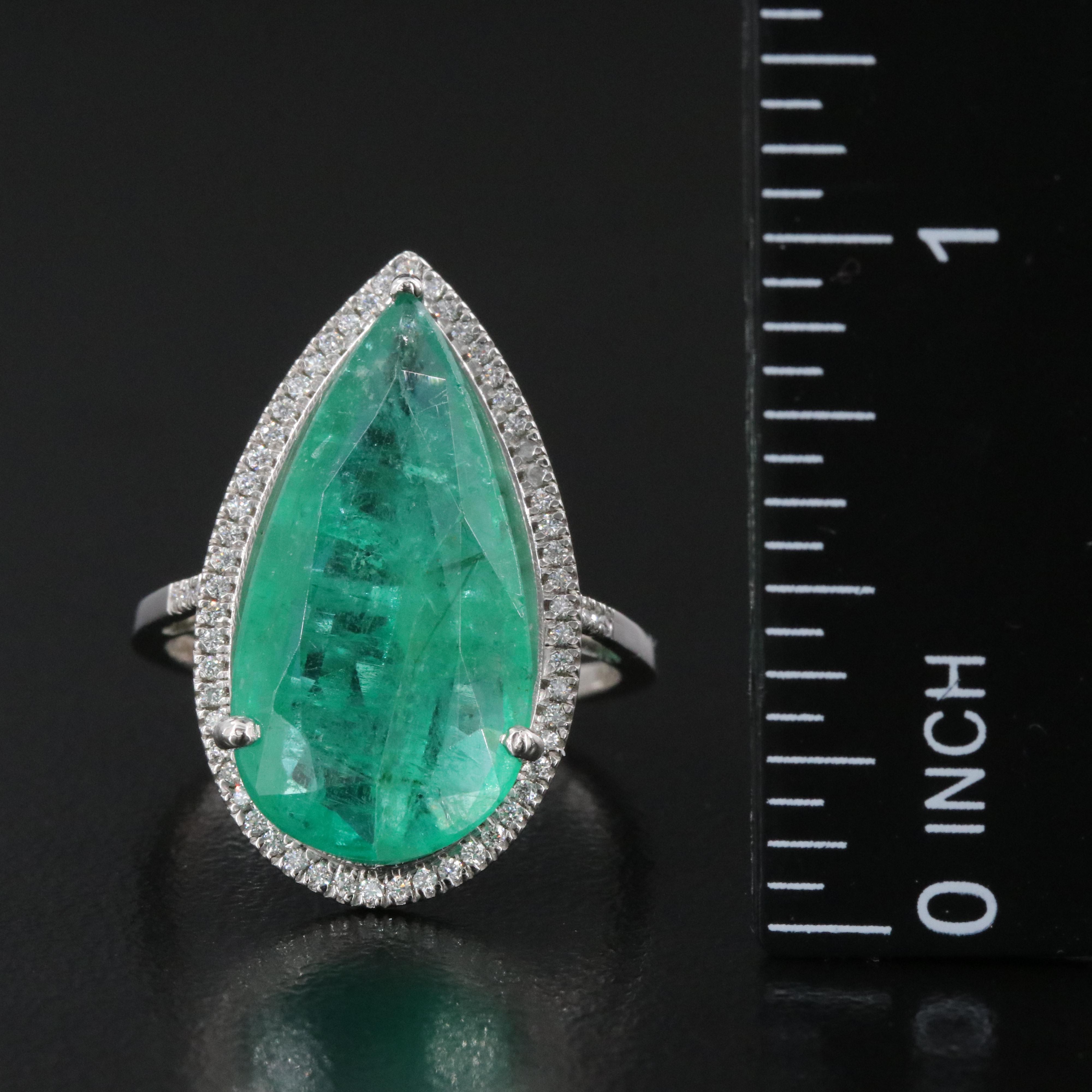 Platinum 6.76 CT Emerald and 0.19 CTW Diamond Ring
