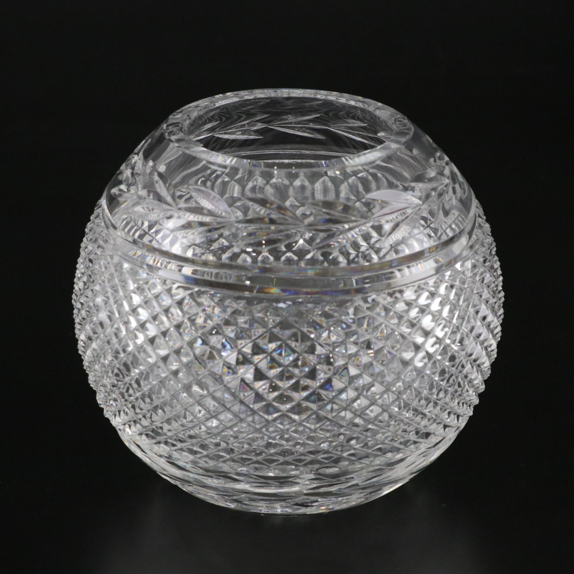 Galway "Leah" Crystal Rose Bowl with American Brilliant Cut Crystal Vases