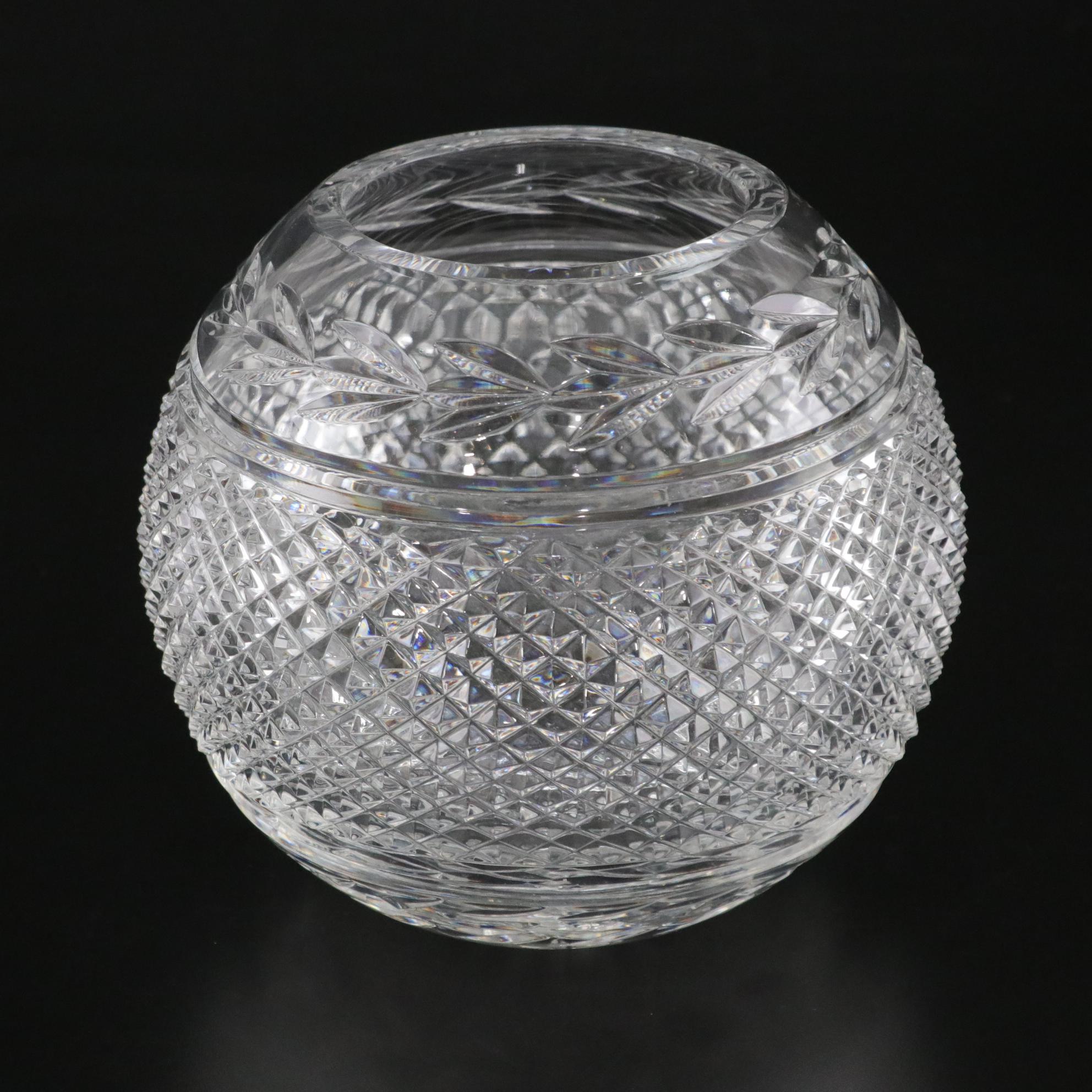 Galway "Leah" Crystal Rose Bowl with American Brilliant Cut Crystal Vases