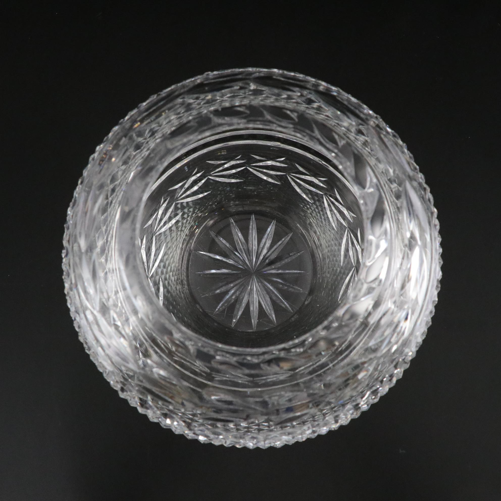 Galway "Leah" Crystal Rose Bowl with American Brilliant Cut Crystal Vases
