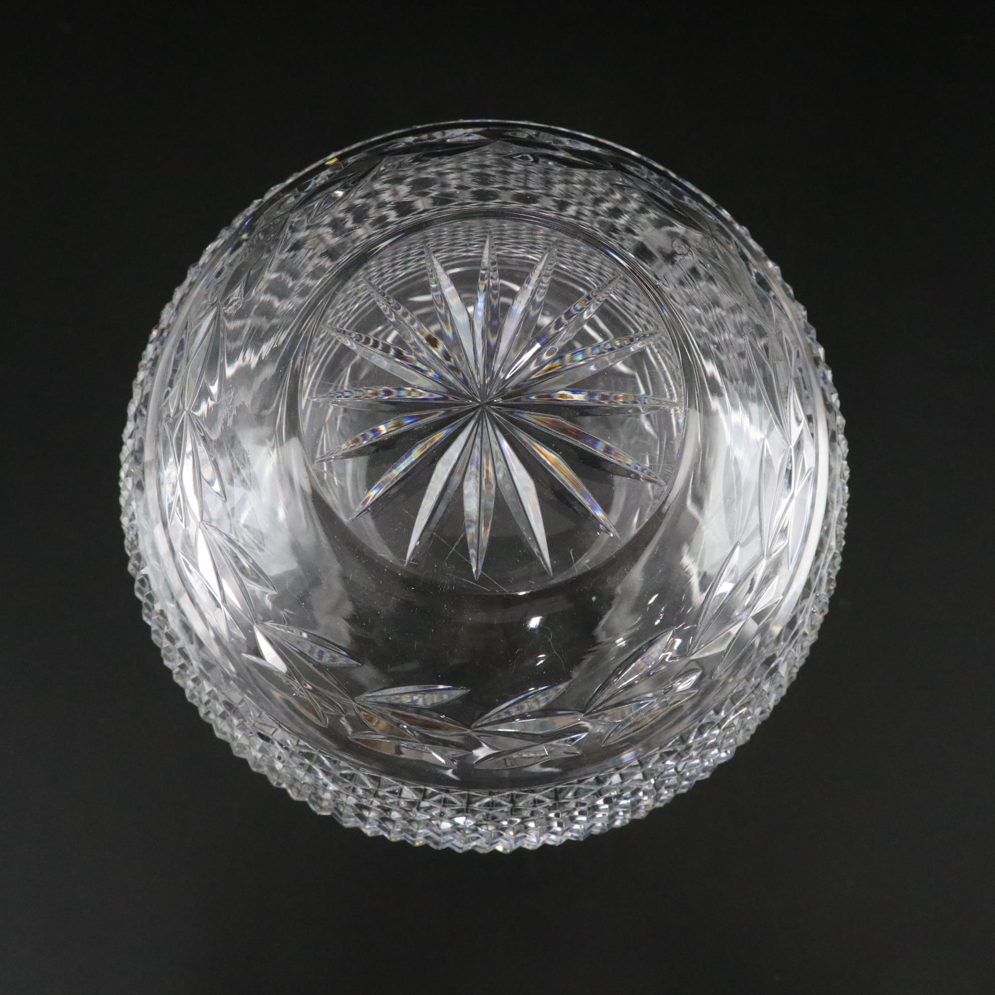 Galway "Leah" Crystal Rose Bowl with American Brilliant Cut Crystal Vases