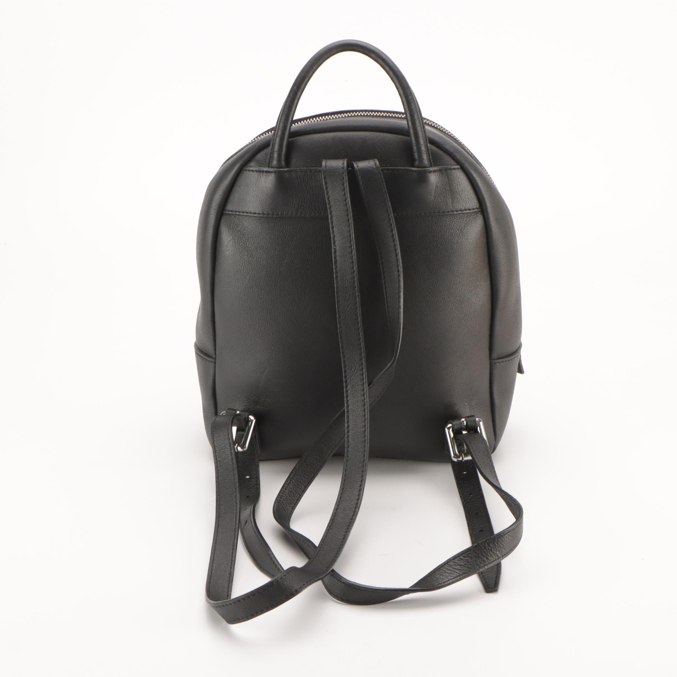 Mario Valentino Spa Mini Backpack in Black Studded and Chevron Quilted Leather