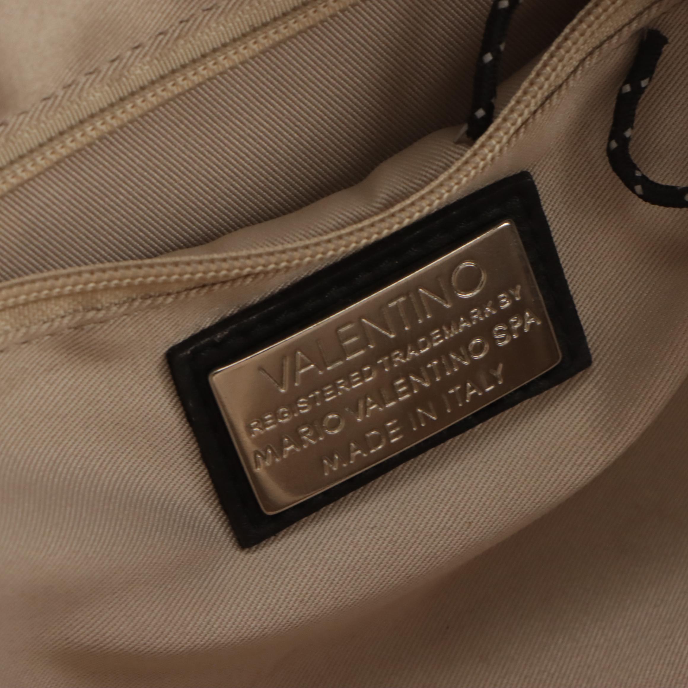 Mario Valentino Spa Mini Backpack in Black Studded and Chevron Quilted Leather