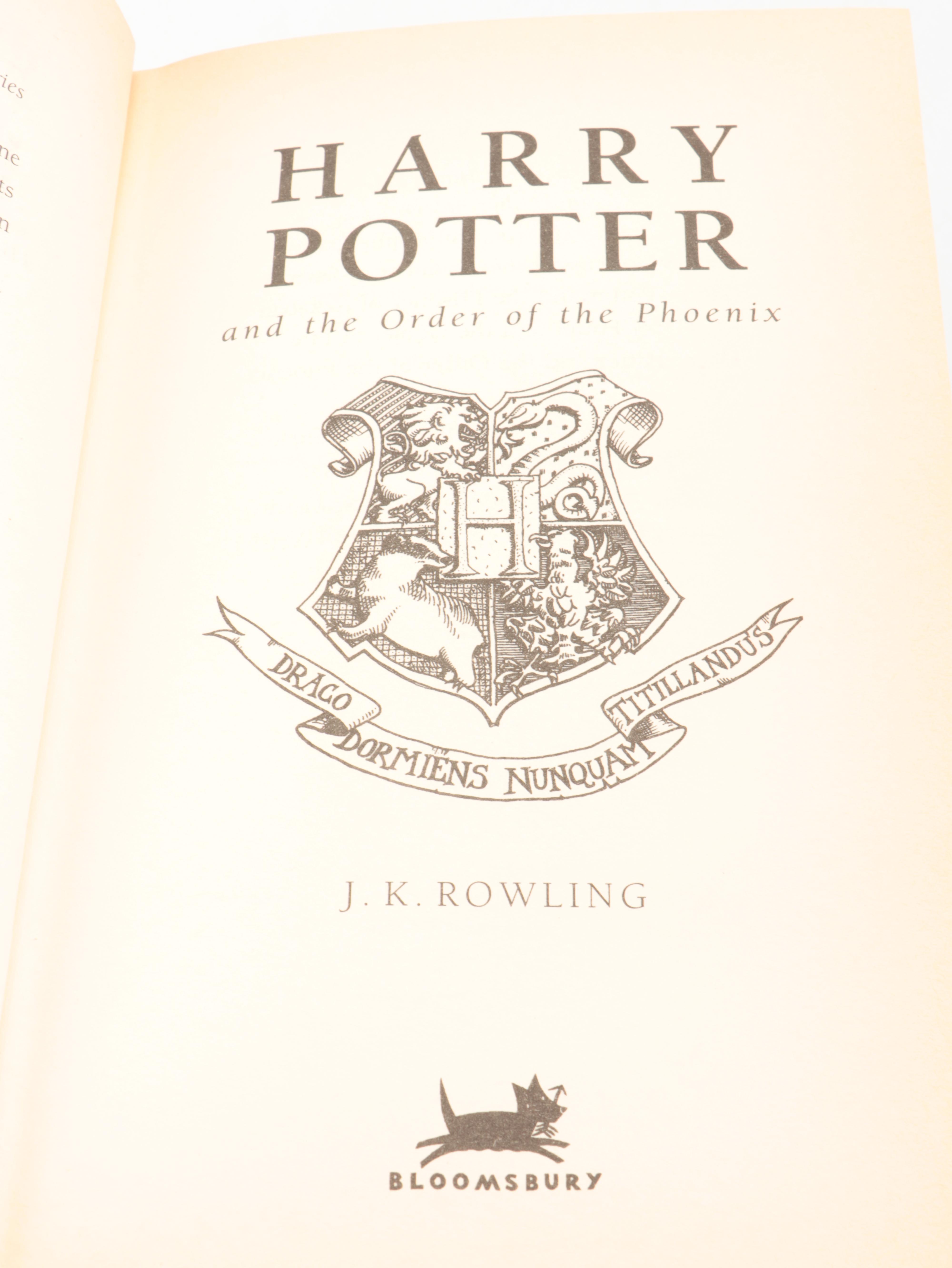 First UK Edition "Harry Potter and the Order of the Phoenix" by J. K. Rowling