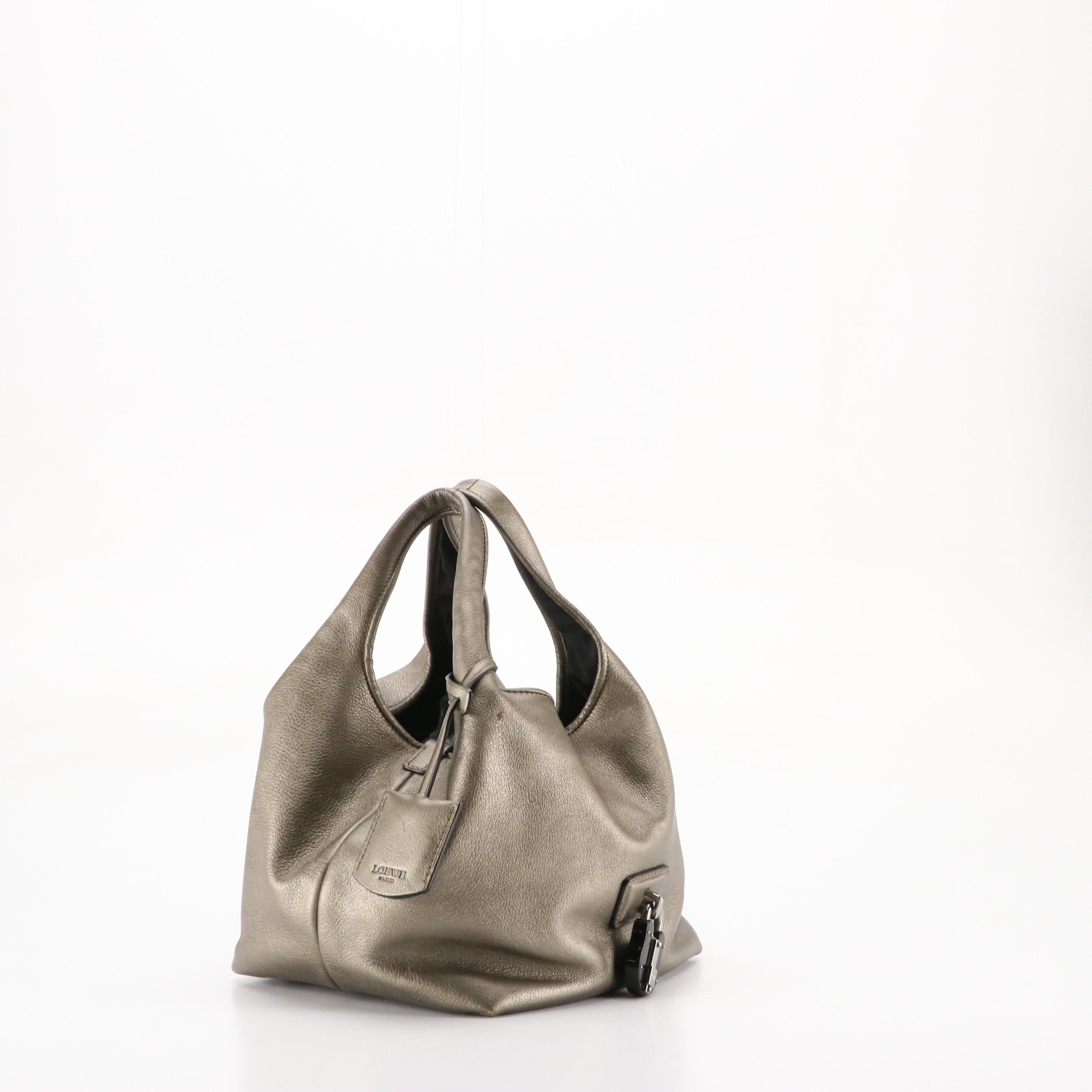 Loewe Metallic Leather Calle Padlock Tote