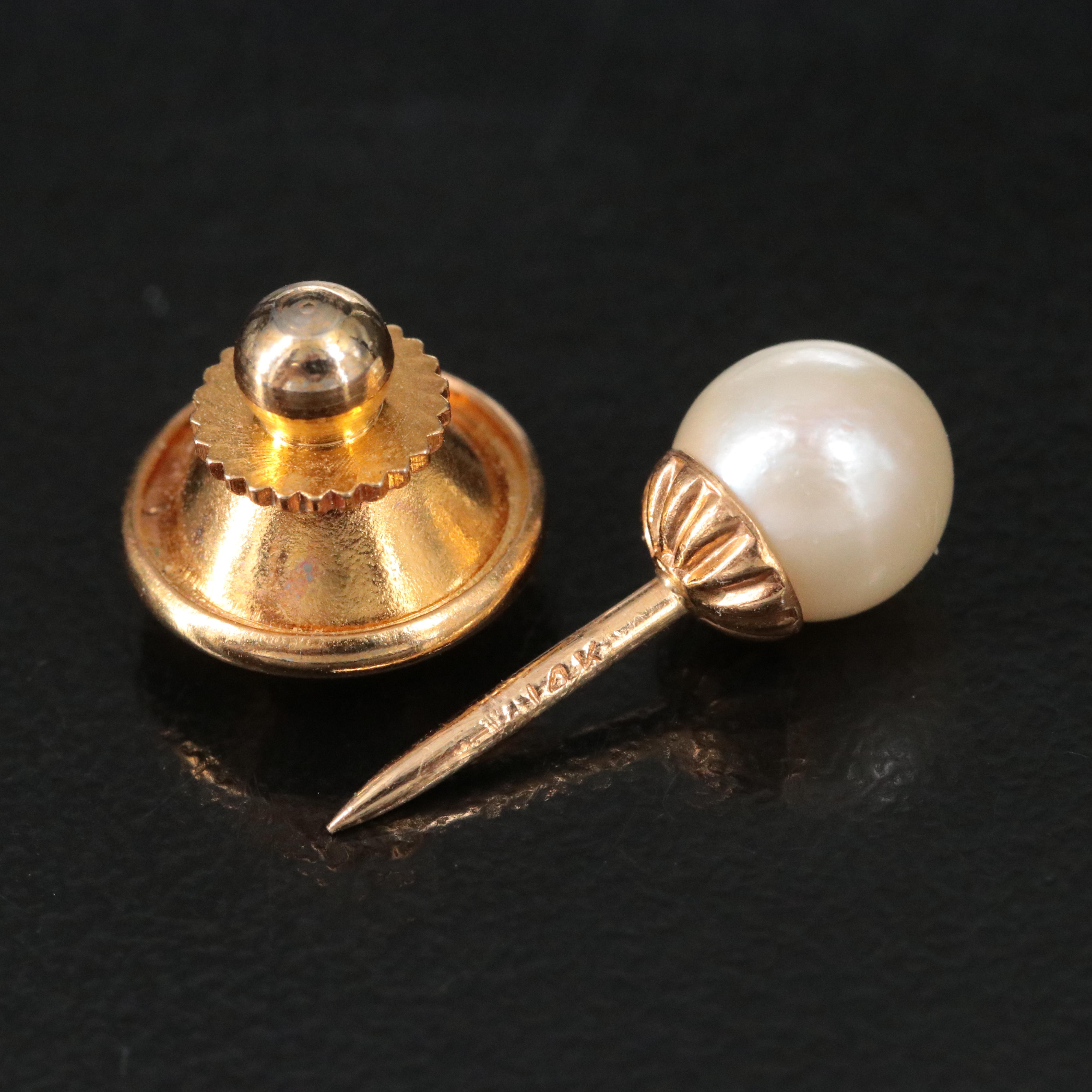 14K Pearl Tie Tacks