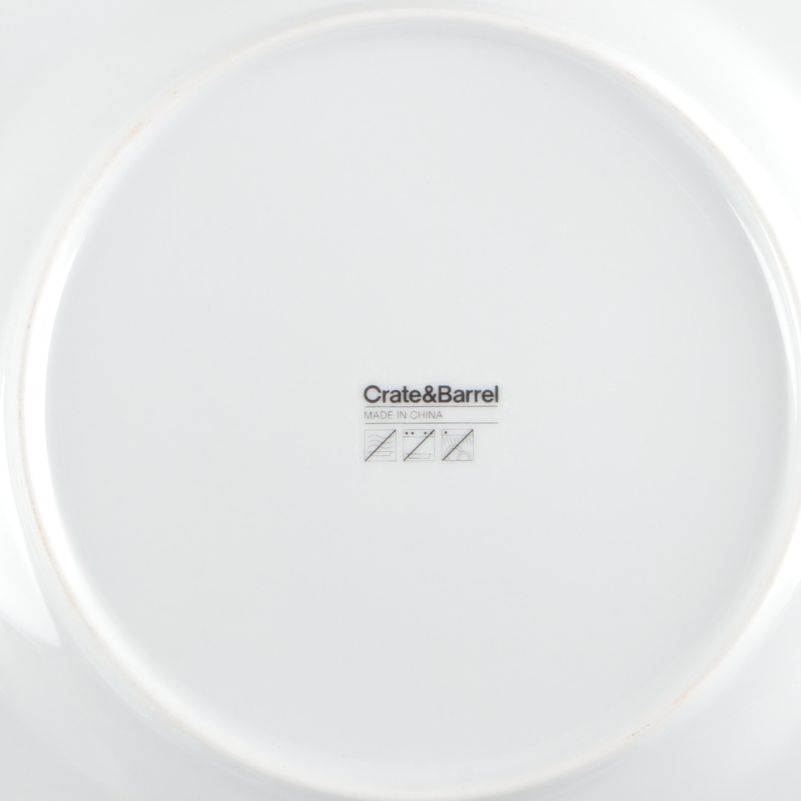 Pottery Barn "Snowflakes" Ceramic Salad Plates with Crate & Barrel Dinner Plates