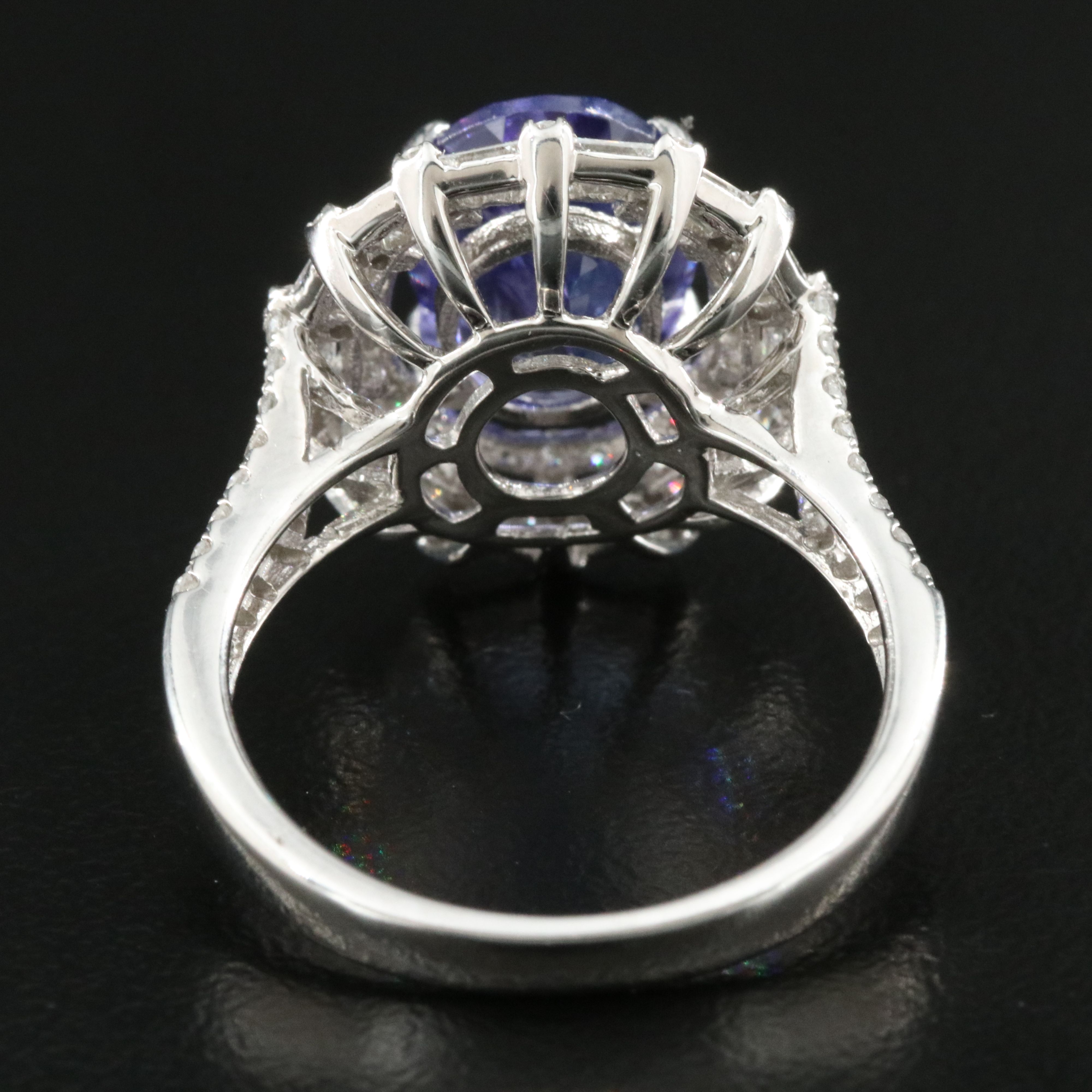 14K 3.45 CT Tanzanite and Diamond Ring with GIA Report