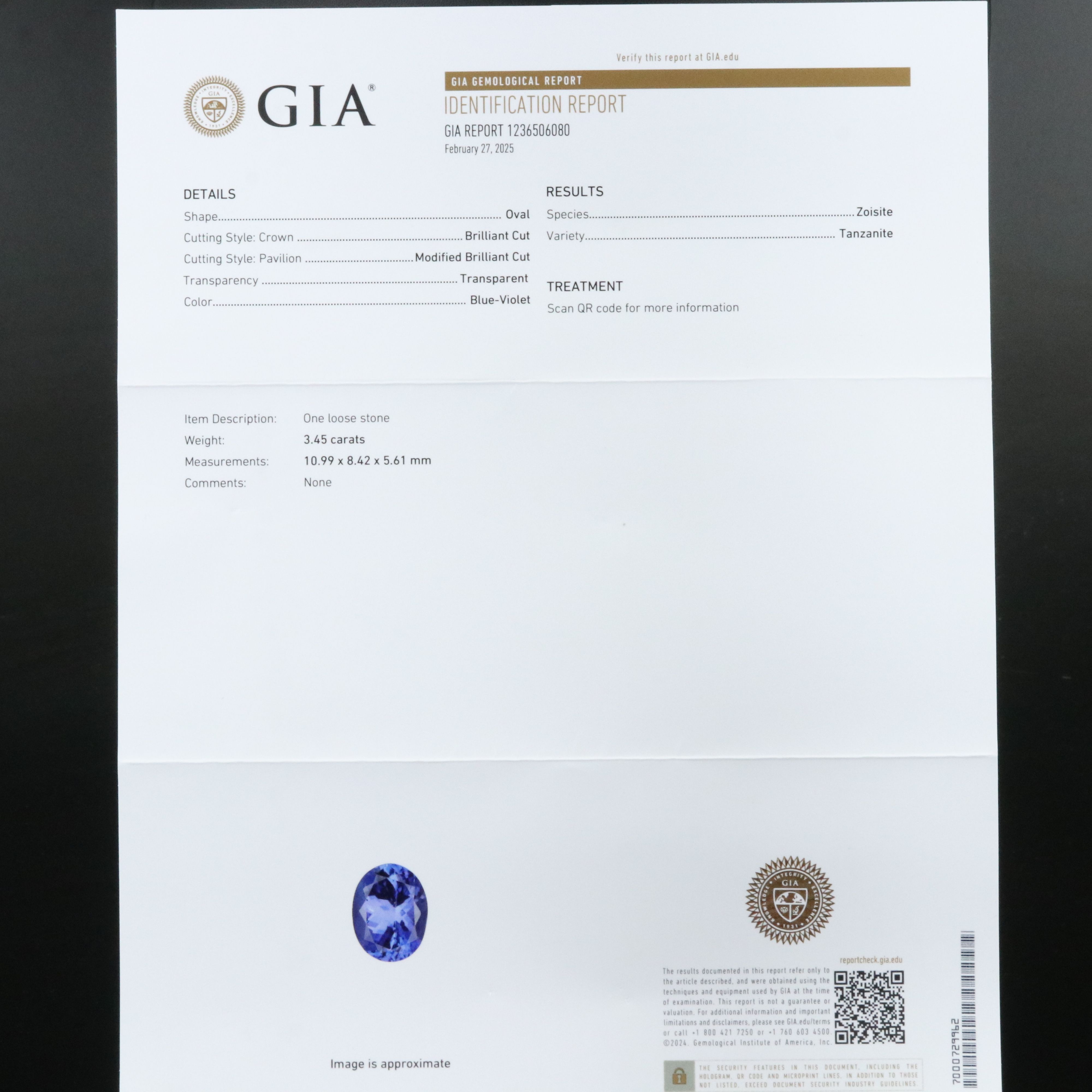 14K 3.45 CT Tanzanite and Diamond Ring with GIA Report