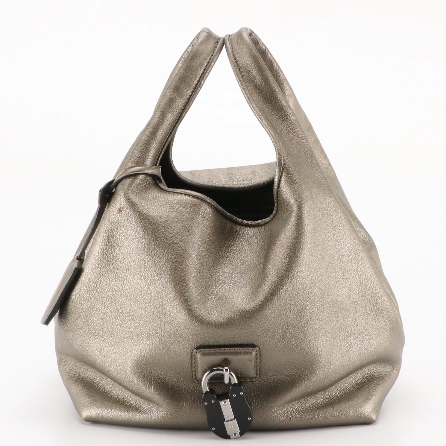 Loewe Metallic Leather Calle Padlock Tote