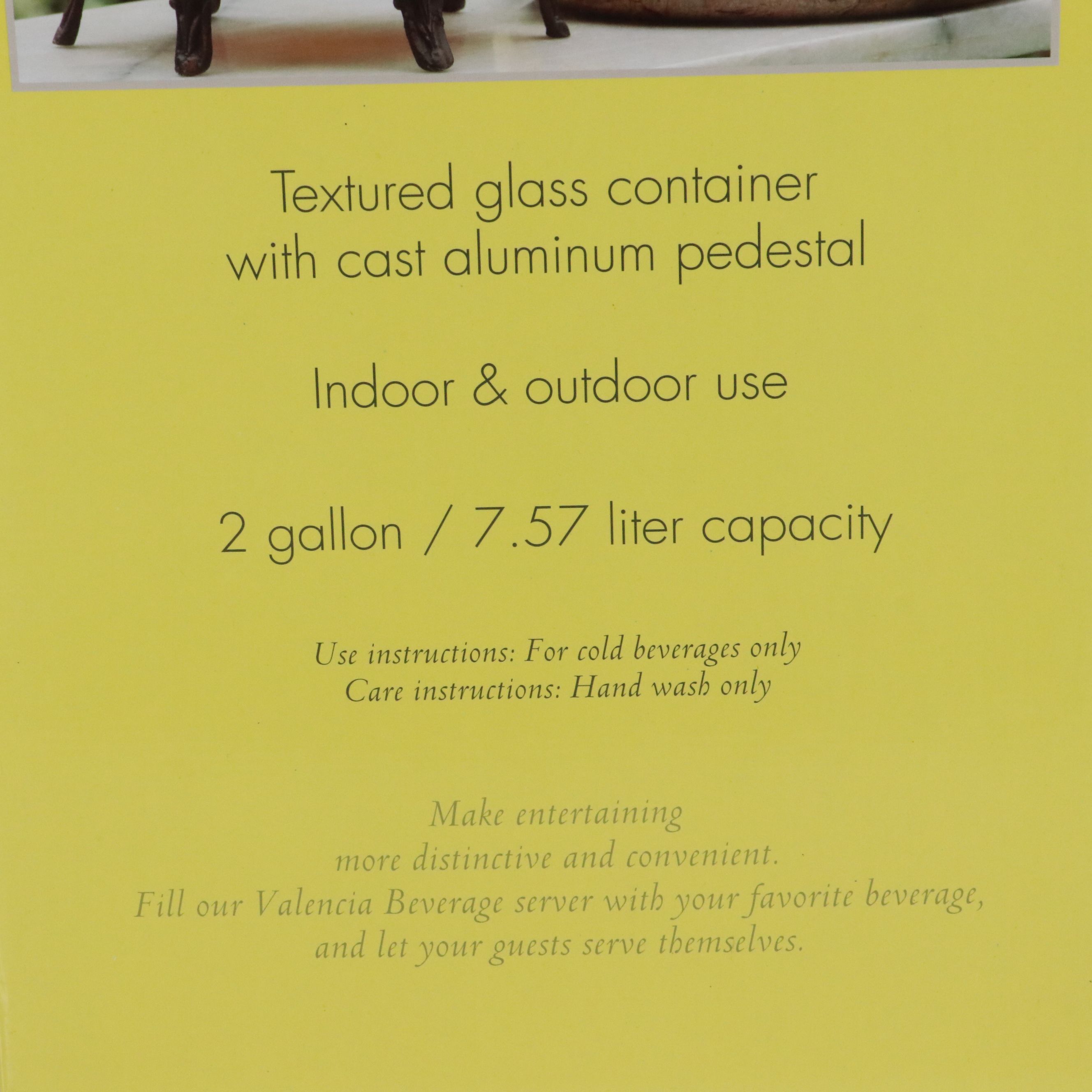 Valencia Glass Beverage Server with Cast Aluminum Pedestal