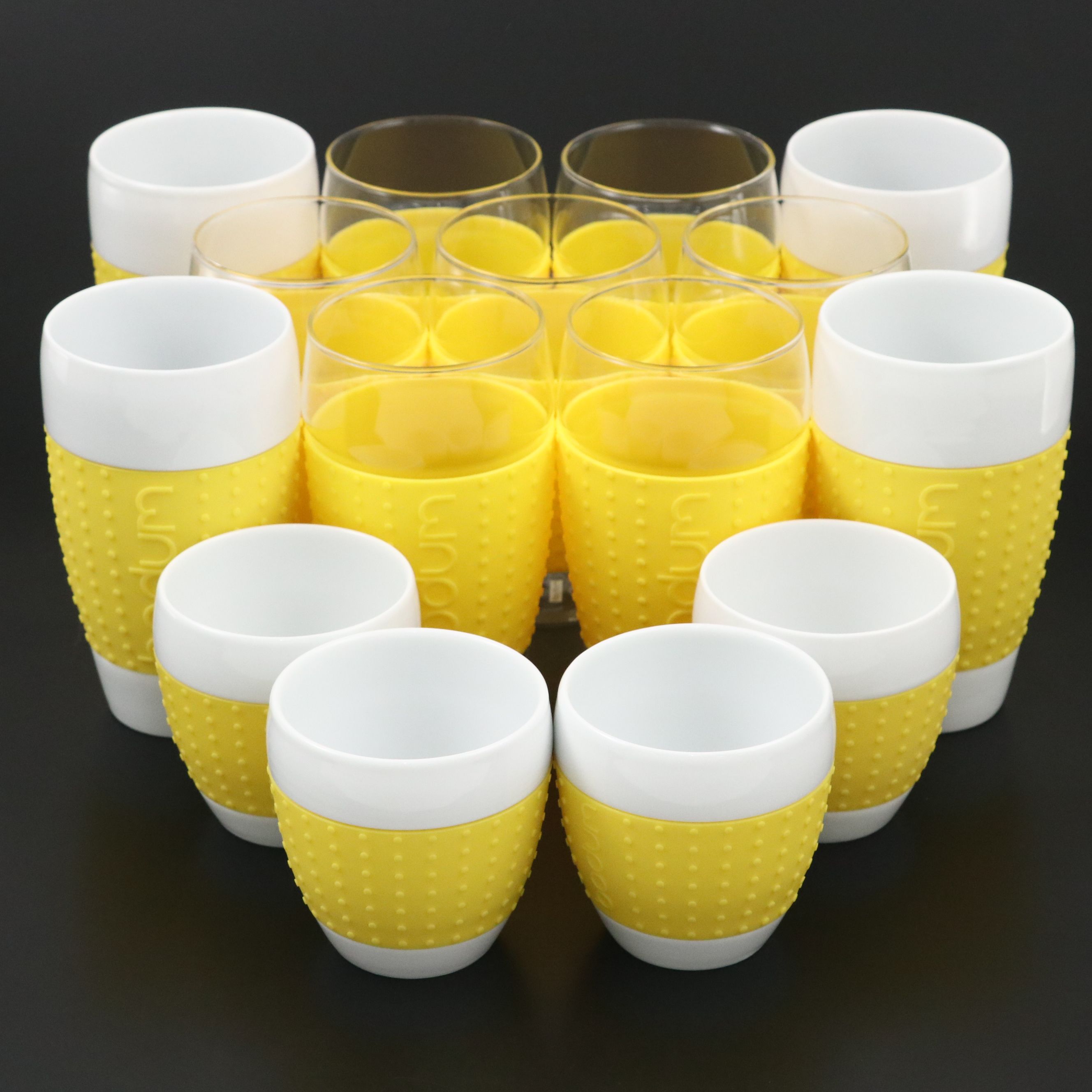Bodum "Pavina" Ceramic and Glass Tumblers with Silicone Sleeves