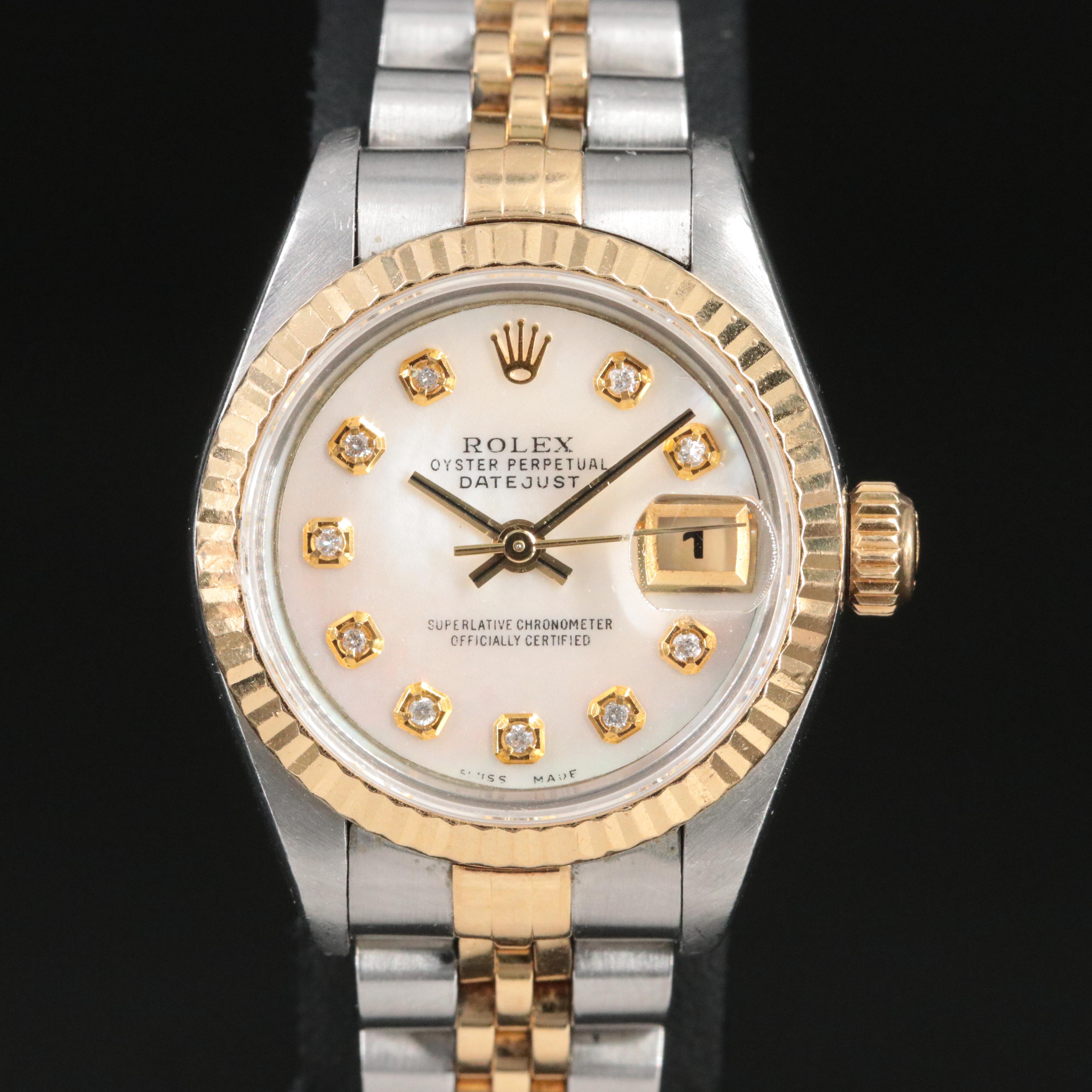 1999 Rolex Custom Diamond Dial Datejust Watch