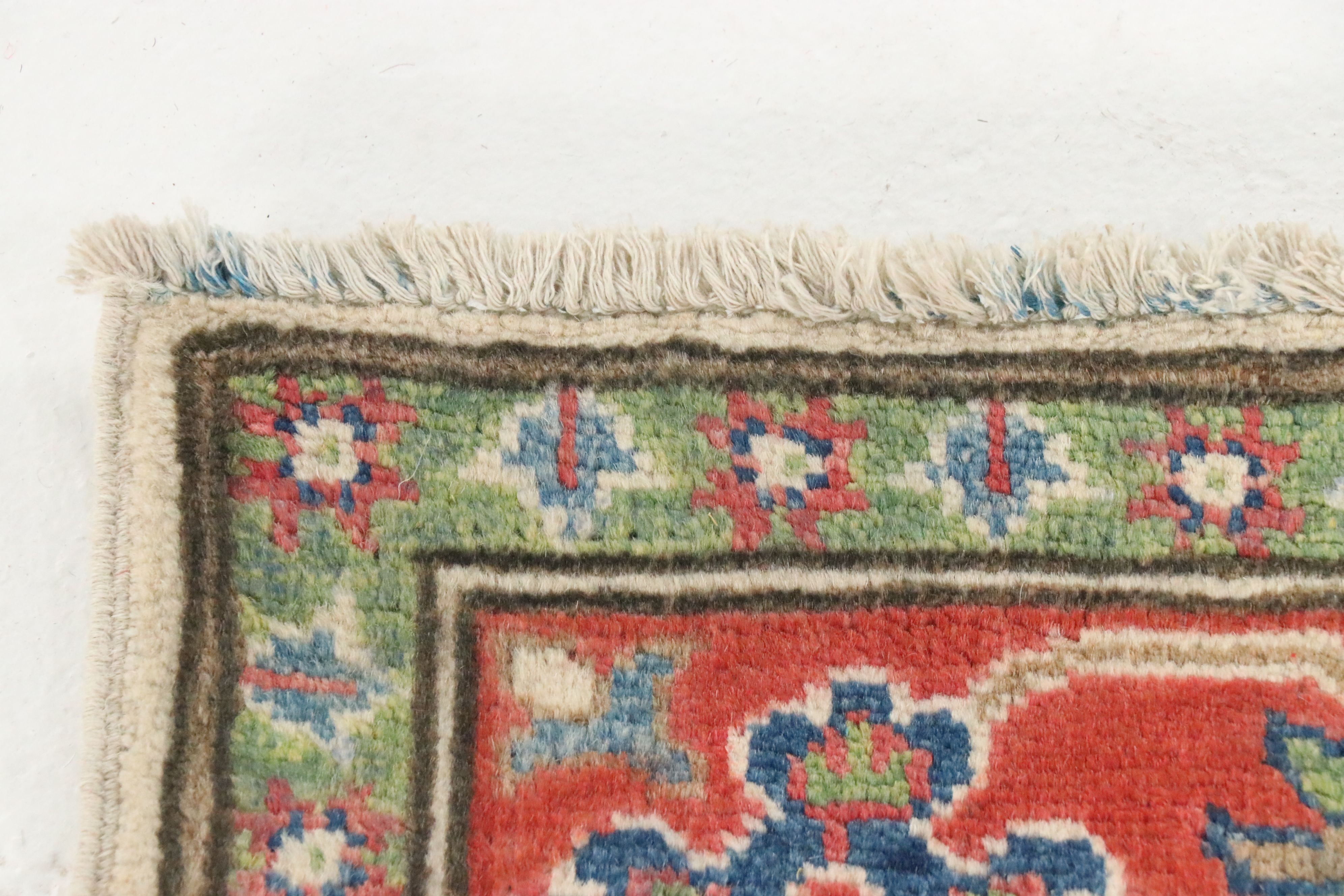 4'1 x 6' Hand-Knotted Pakistani Kazak Area Rug